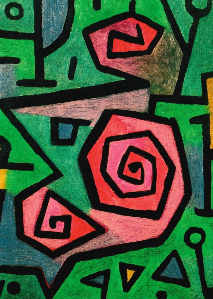 Postkarte Kunstkarte Paul Klee "Heldenhafte Rosen"