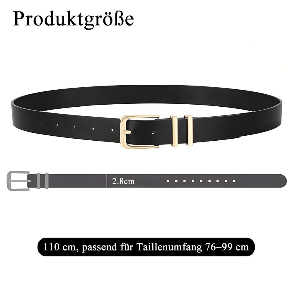 HoyoLee Ledergürtel 3 Stück Damen Leder Gürtel, Verstellbarer Gürtel mit Metallschnalle