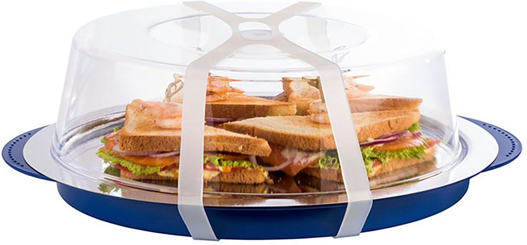 APS Kuchenplatte, Edelstahl, Kunststoff, durch cm, blau/transparent/edelstahlfarben Kühlfunktion 2 Ø 34 Kühlakkus