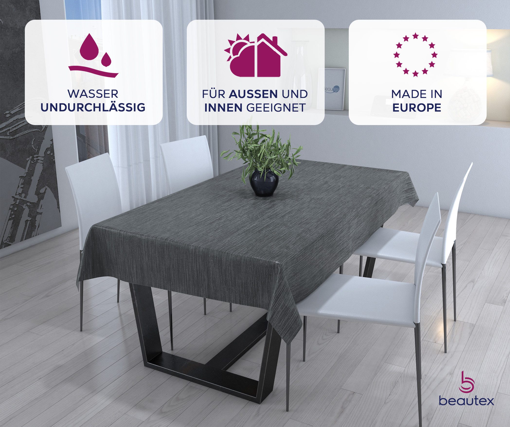 Beautex Tischdecke Wachstuchtischdecke Meterware abwaschbar fleckenabweisend aus PVC (1-tlg), Wasserundurchlässig, Zuschneidbar, Pflegeleicht, Oberflächenversie – Bild 3 von 5