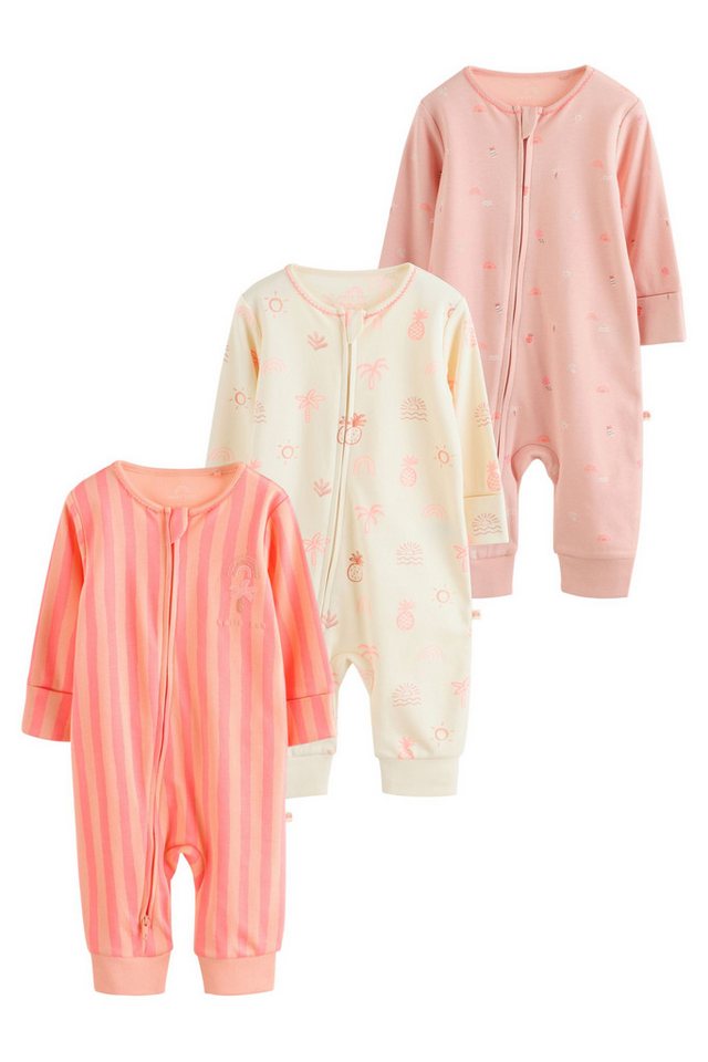 Next Schlafoverall Babyschlafanzüge mit Zweiwege-RV, 3er-Pack (3-tlg)