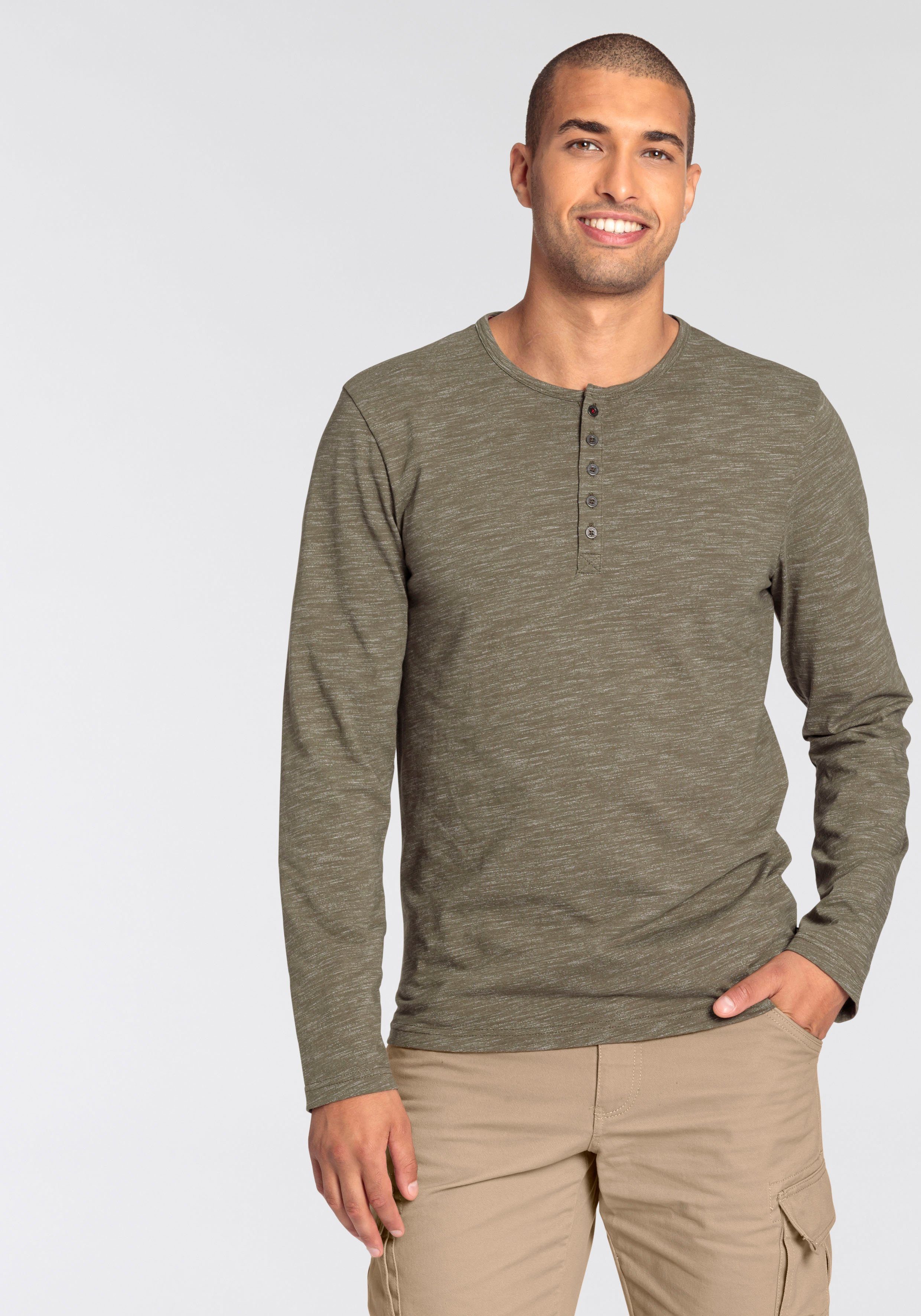 Bruno Banani Langarmshirt schmale Passform, melierte günstig online kaufen