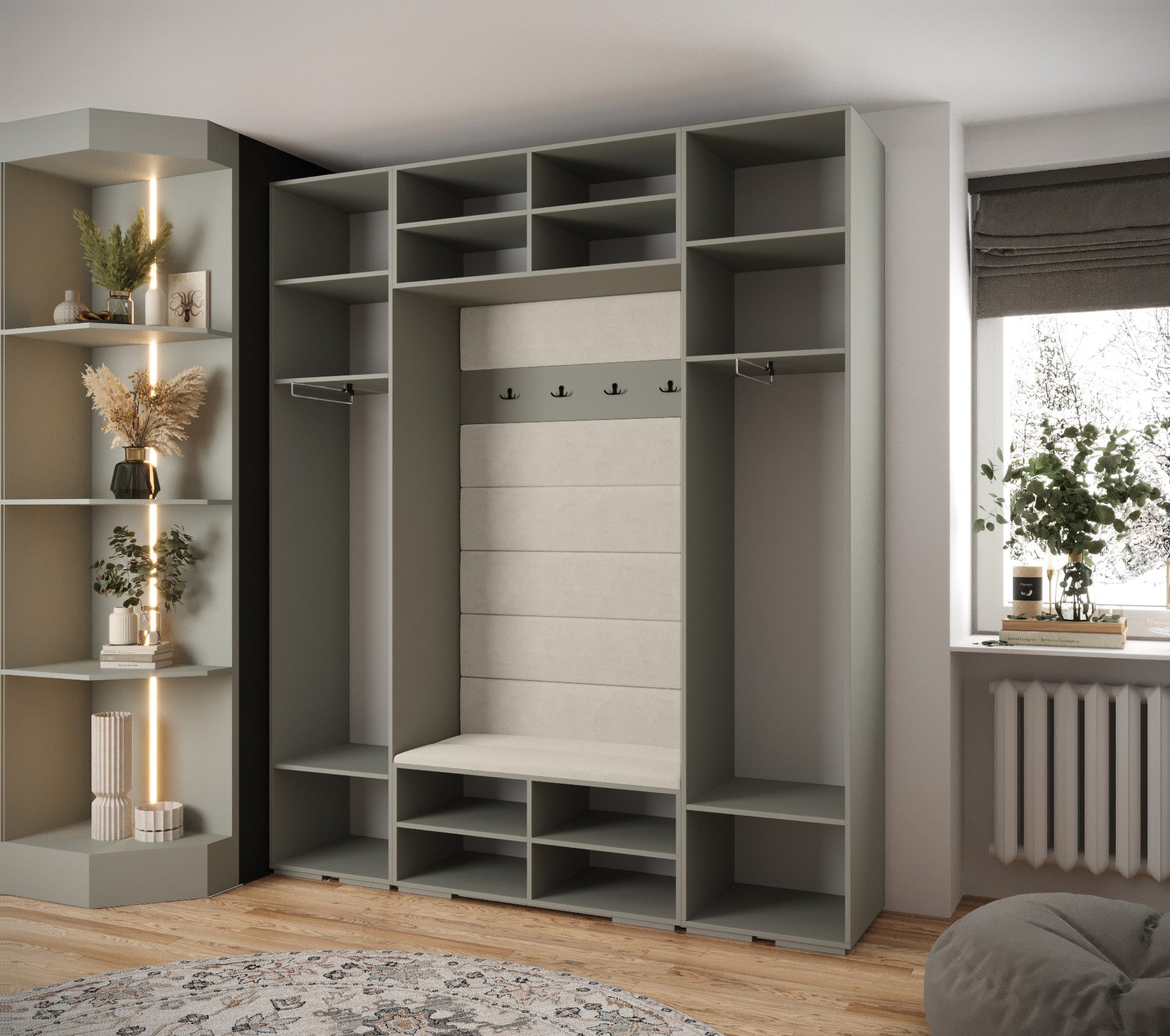 ABIKS MÖBEL Kompaktgarderobe INOVA 1 SATZ 13 Möbelset, Garderobe mit Kleiderstange und Regalen