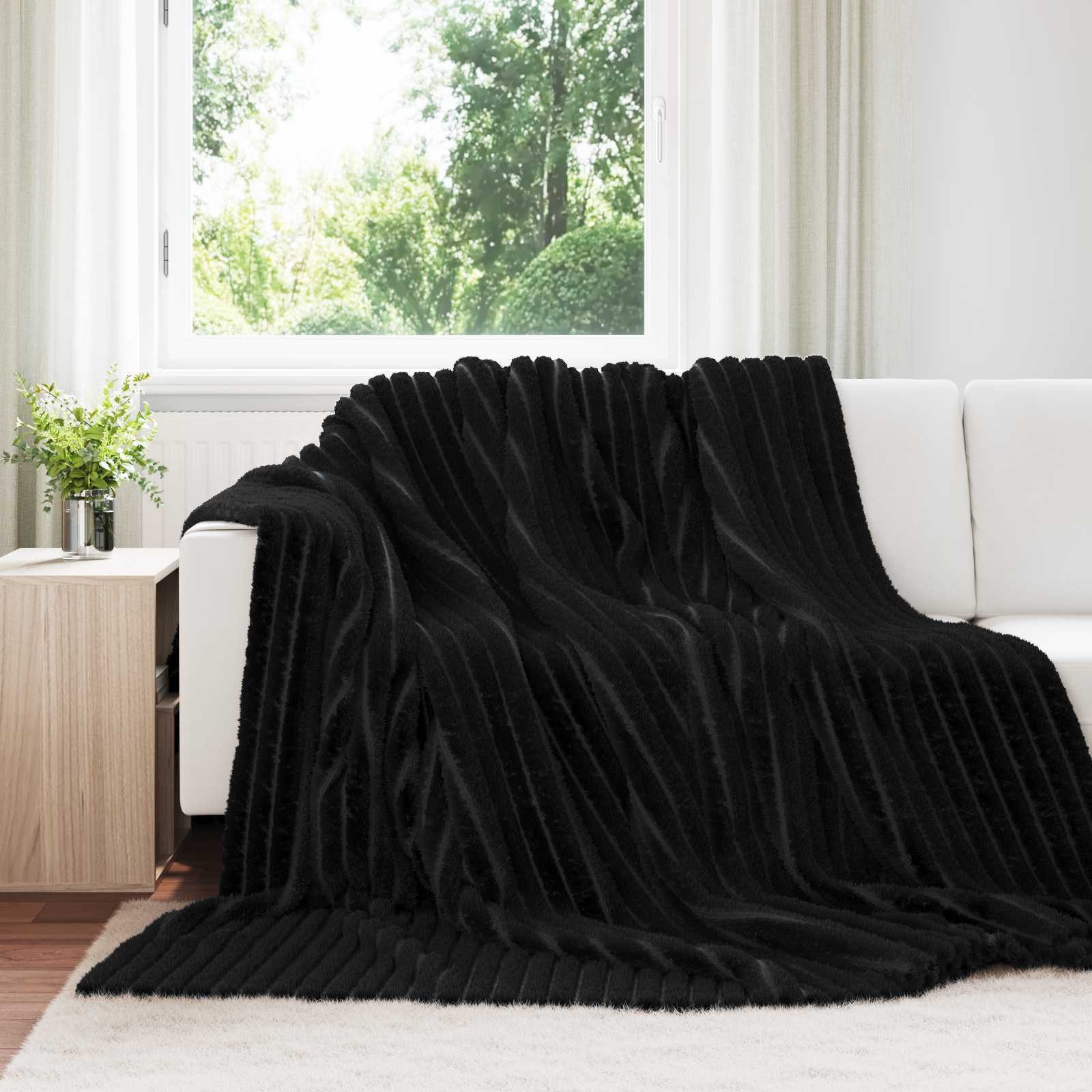 vidaXL Bettüberwurf Wohndecke Schwarz 240 x 220 cm 1.36 kg Fleece
