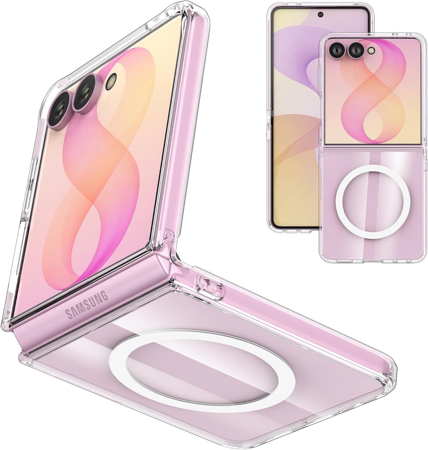 MSM Protech Handyhülle Hülle für Samsung Galaxy Z Flip 8 5G Silikon Schutz Klar Slim MagSafe