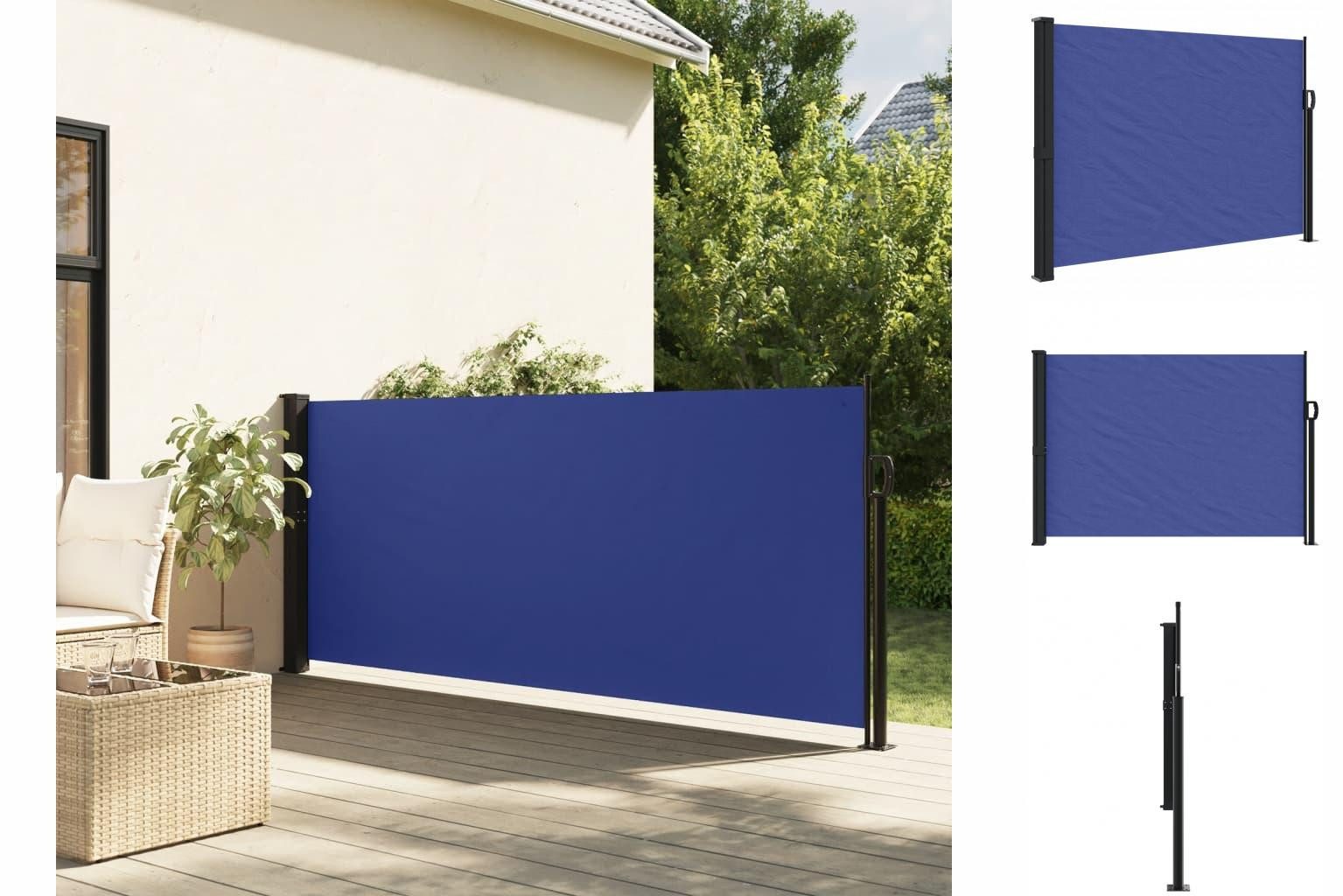 vidaXL Seitenmarkise Seitenmarkise Ausziehbar Blau 140x600 cm