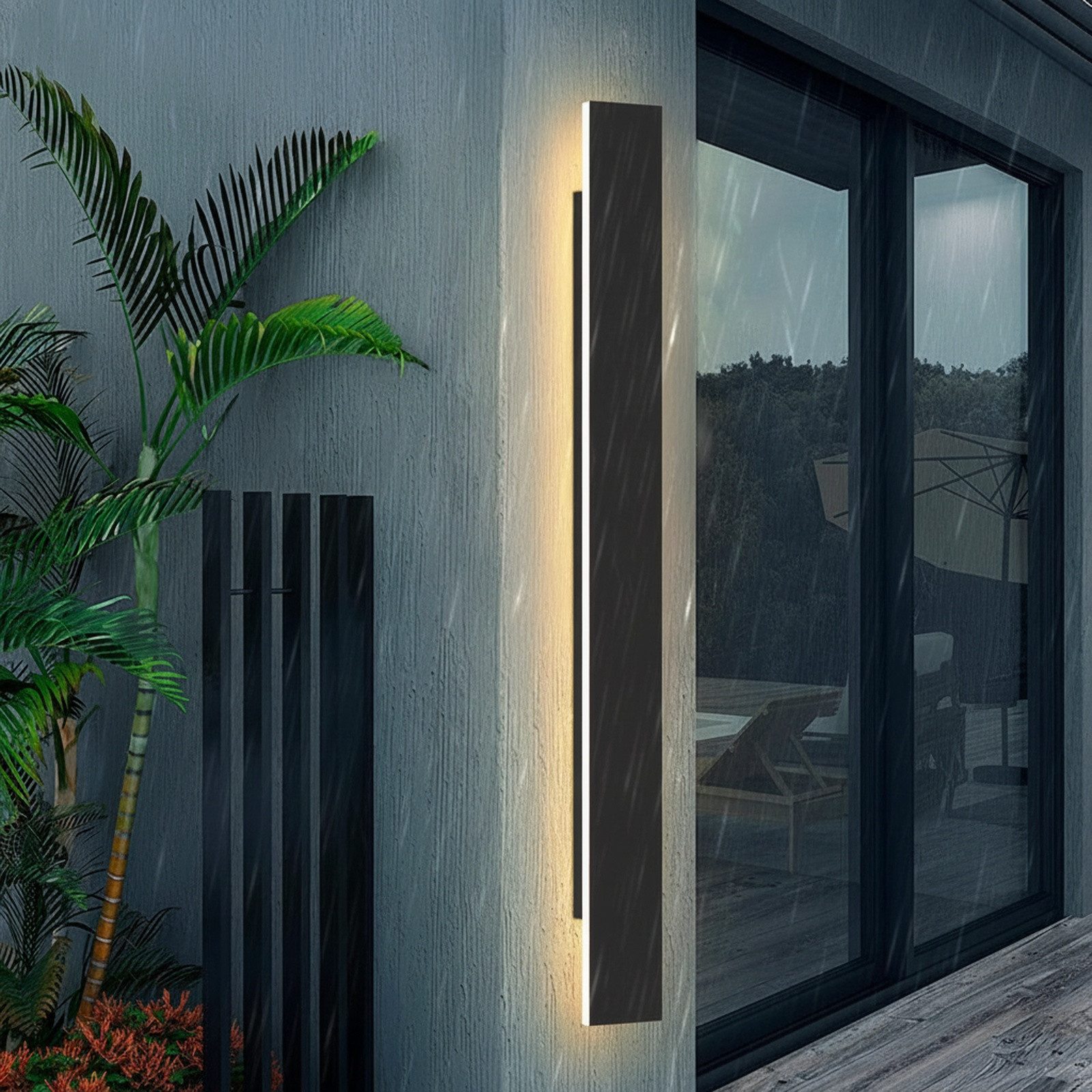 Nettlife LED Außen-Wandleuchte 100cm Außenleuchte Schwarz 3000K Außenlampe, günstig online kaufen