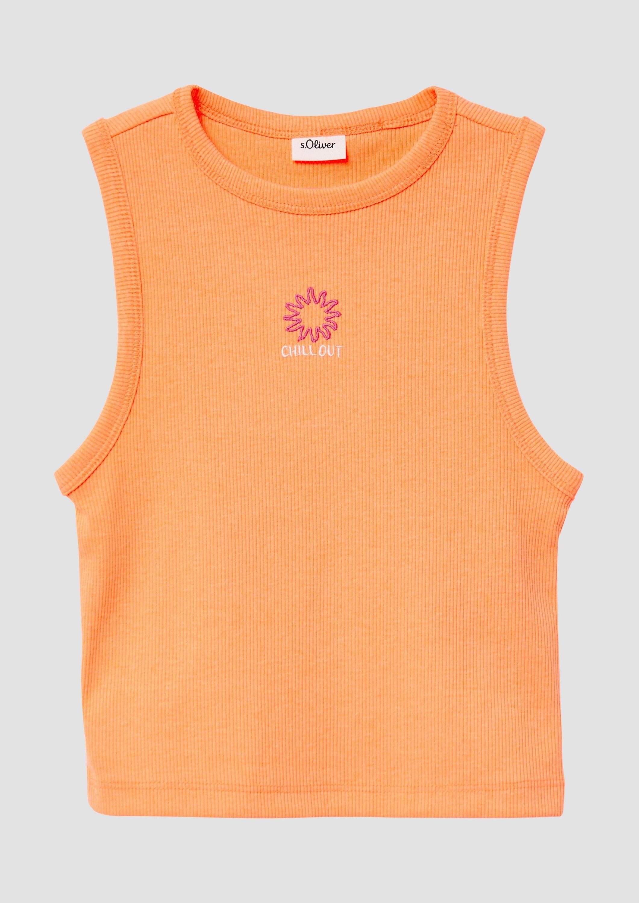 s.Oliver Muskelshirt T-Shirt Slim-Fit-Top aus Rippware mit Stickerei