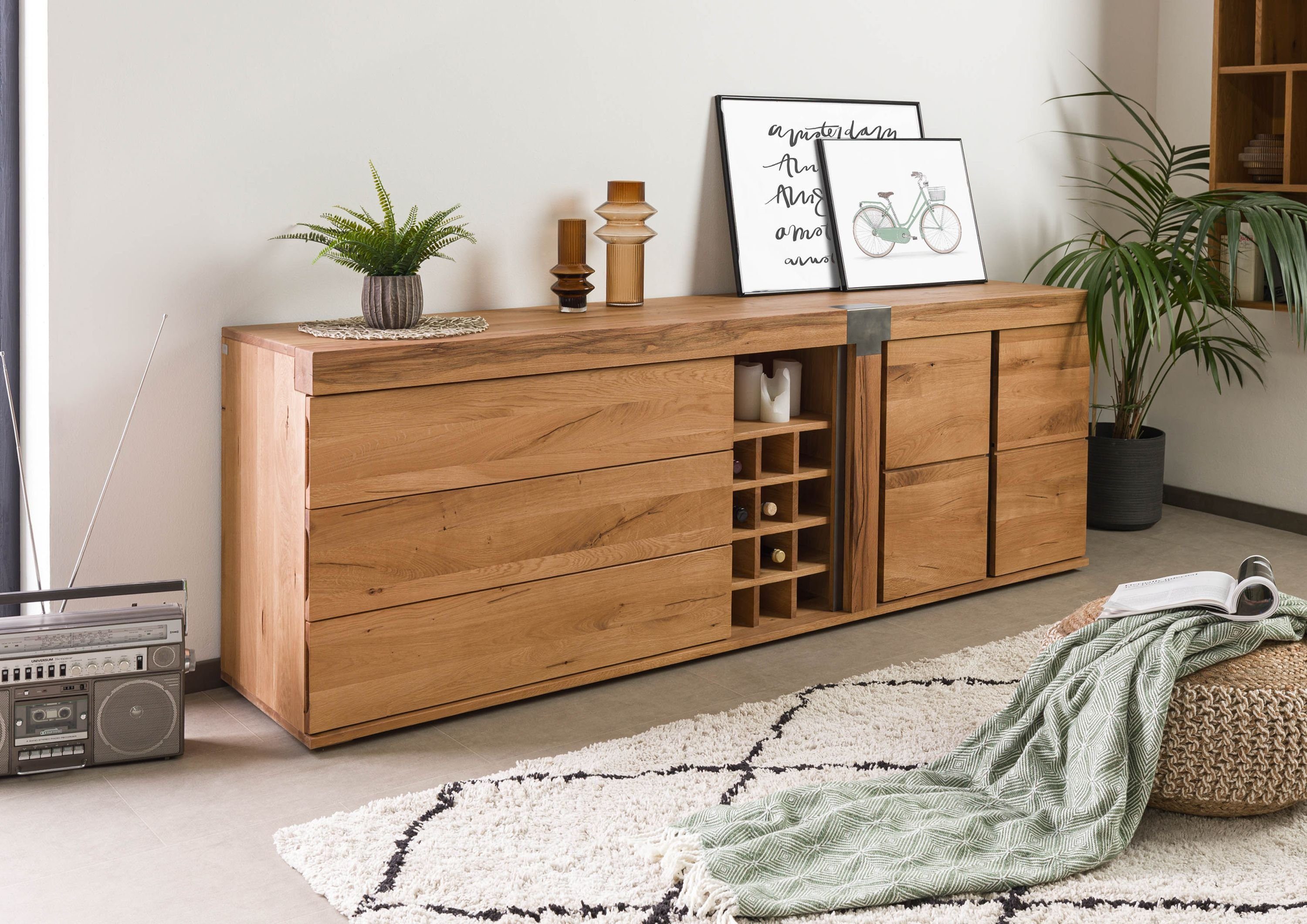 Massivmoebel24 Sideboard NEW AMSTERDAM (Massivholz), Sideboard Wild-/Zerreiche 220x45x75 natur geölt NEW AMSTERDAM #17