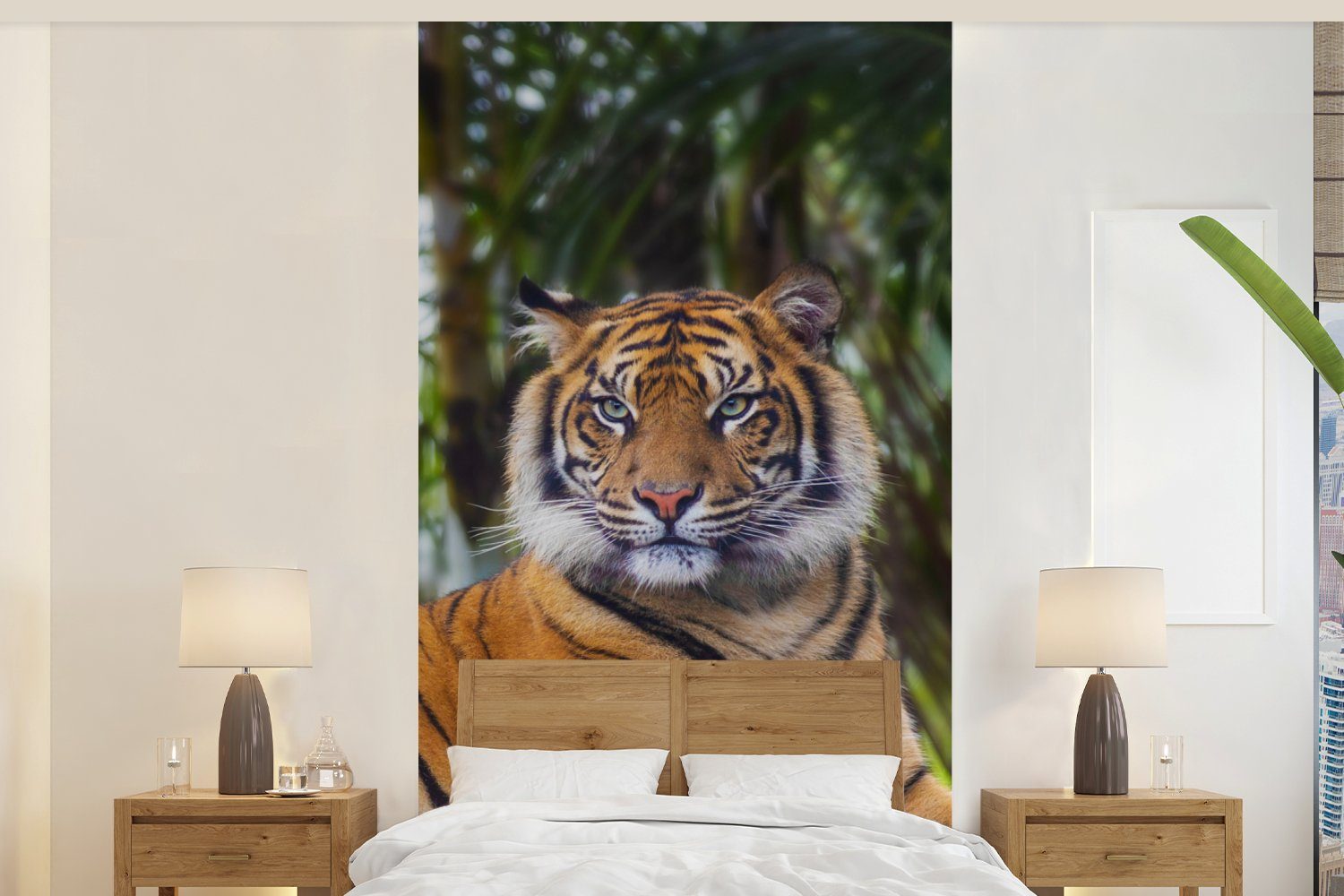 MuchoWow Fototapete Tiger - Tiere - Wald - Dschungel, Matt, bedruckt, (2 St), Vliestapete für Wohnzimmer Schlafzimmer Küche, Fototapete | Fototapeten