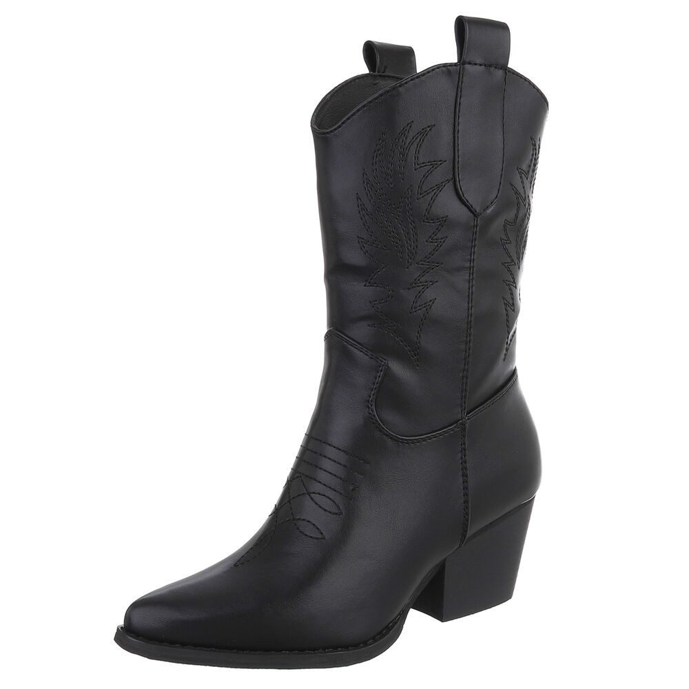 Ital-Design Elegante Damen Stiefel mit Stickerei günstig online kaufen