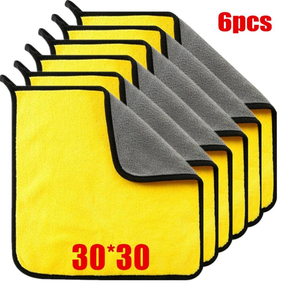Blusmart Mikrofasertücher Autopflege Mikrofasertuch (30x30 cm, Sehr Weich Autoreinigung Poliertuch, 6-tlg., Extrem Saugstark, Für Pflege von Motorrad Hause Küche)