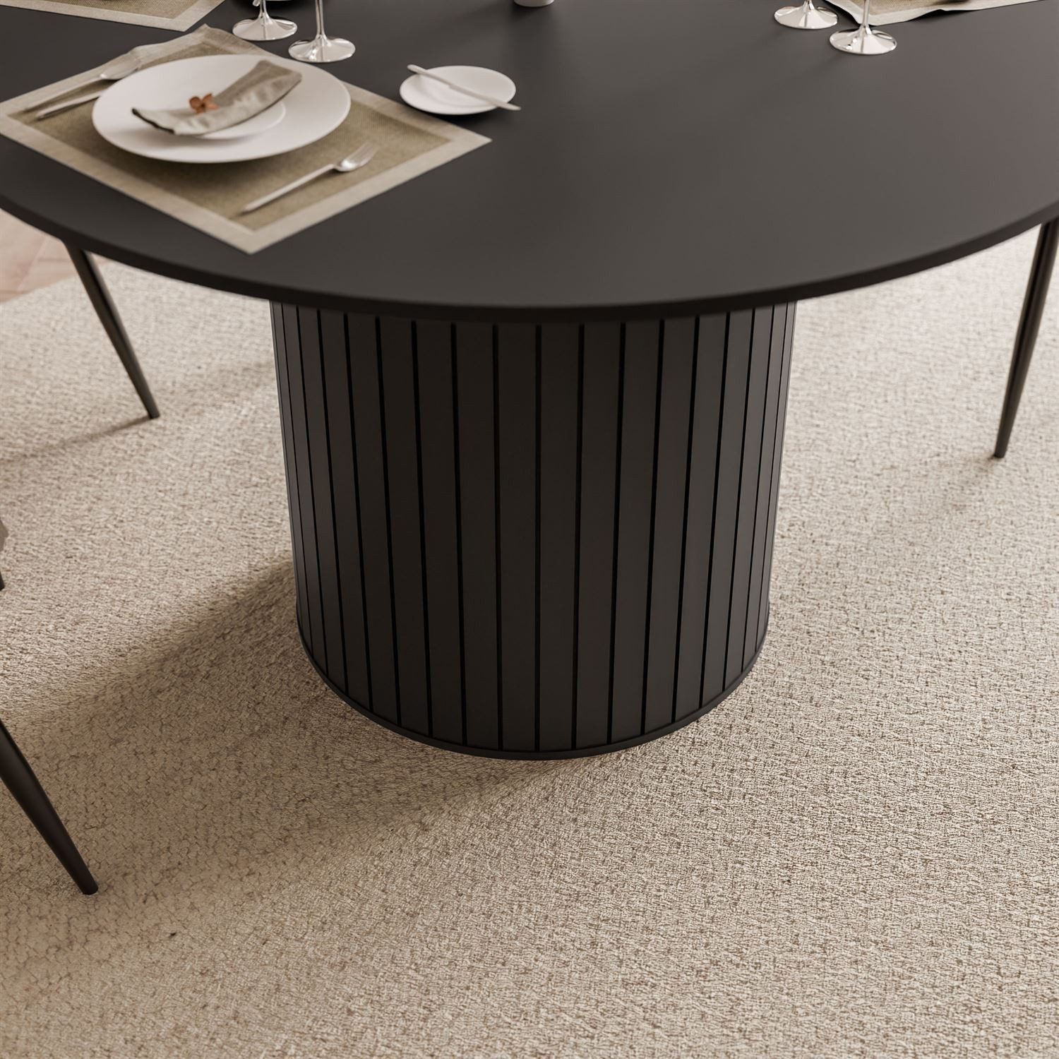 yourhouse24 Esstisch Rund Ø 120 cm LINNEA – Säulentisch in Lamellen-Optik – Modernes Design (1x Tisch), Modernes Design mit Rillenstruktur