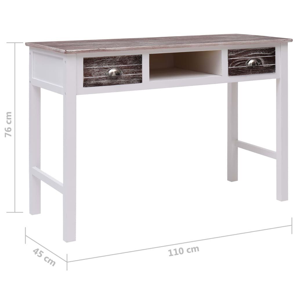 76 Weiß × × vidaXL und und braun Braun cm Holz braun Weiß 110 | 45 Schreibtisch Schreibtisch