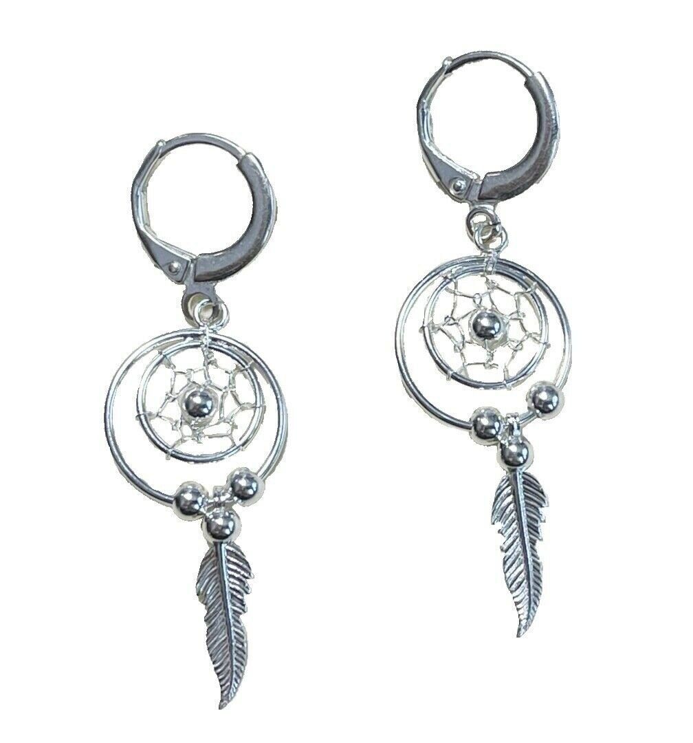Westernlifestyle Klappcreolen Ohrringe mit Traumfänger aus 925er Sterling Silber