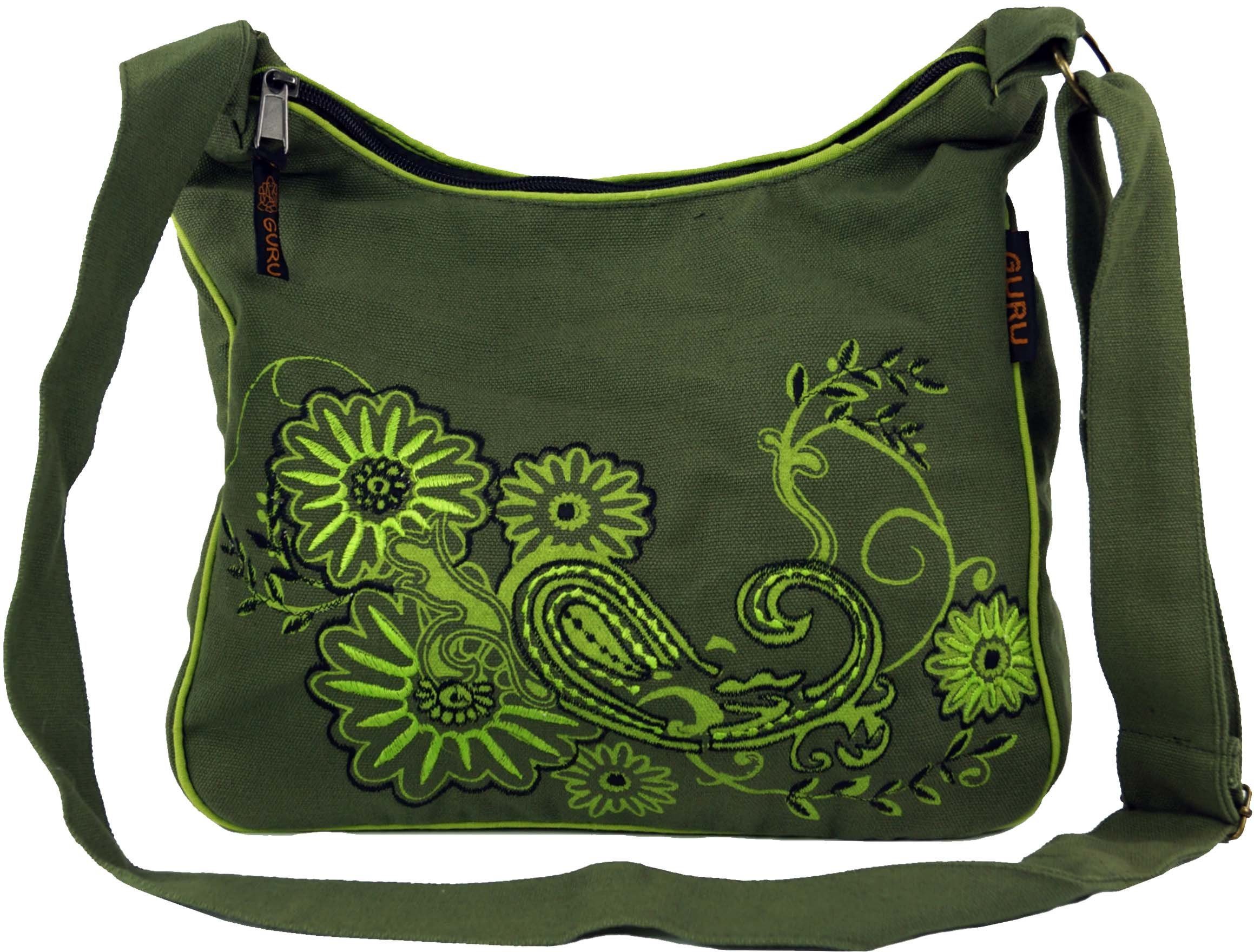 Guru-Shop Schultertasche Schultertasche, Hippie Tasche, Goa Tasche - grün günstig online kaufen