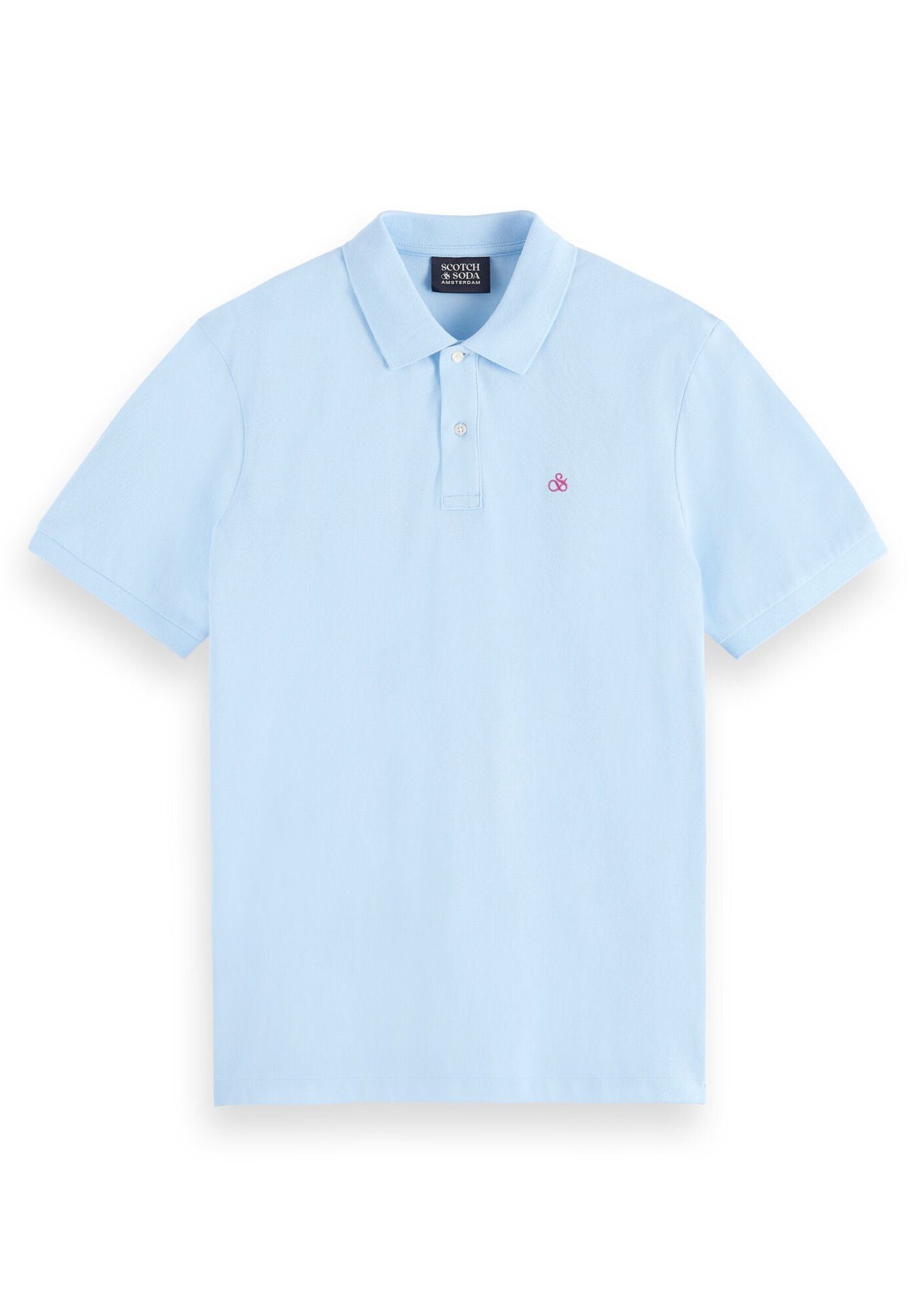 Scotch & Soda Poloshirt Polo Kurzarmshirt mit Polokragen und Knopfleiste (1-tlg) hellblau