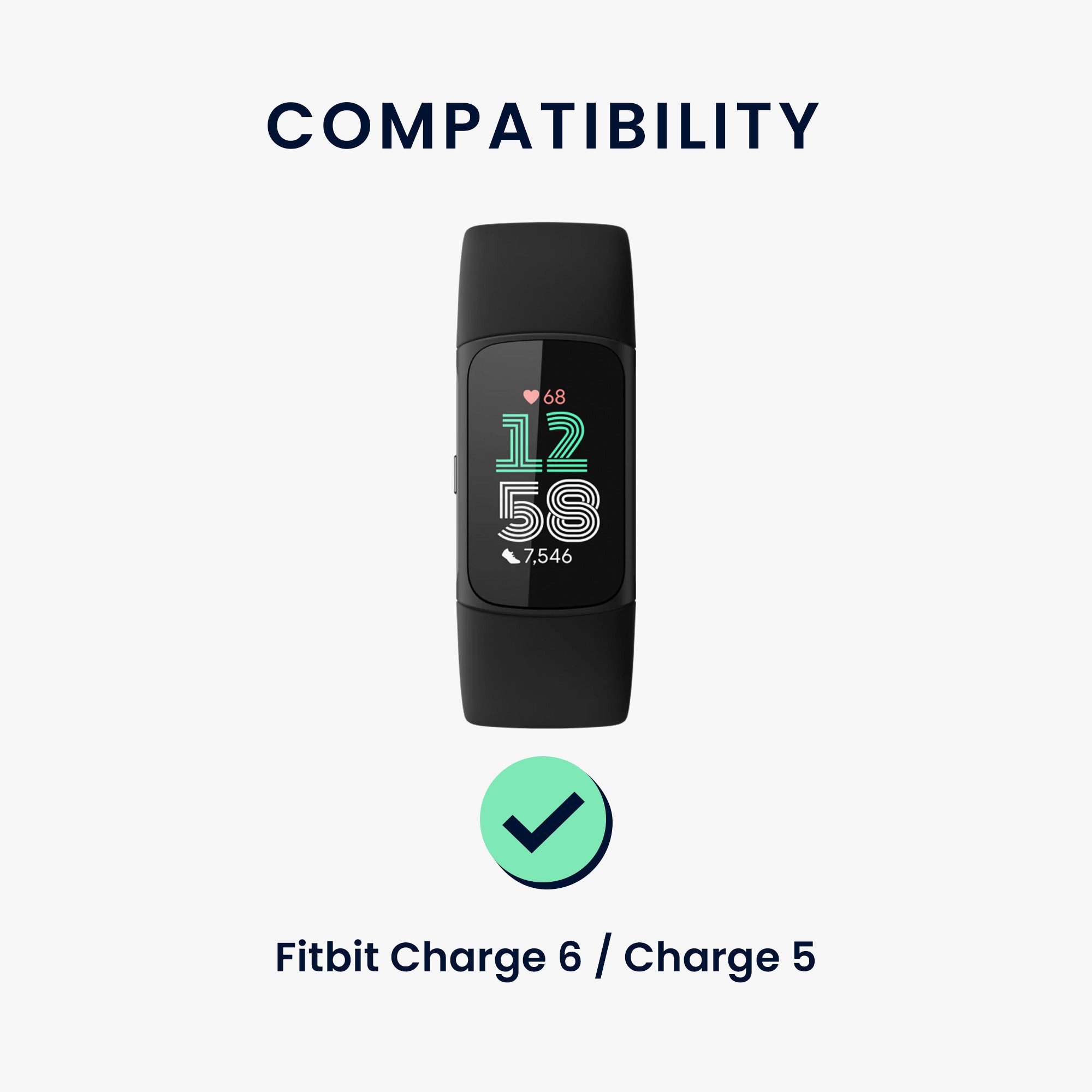 kwmobile Smartwatch-Armband Sportarmband für Fitbit Charge 6 / Charge 5, Armband TPU Silikon Fitnesstracker