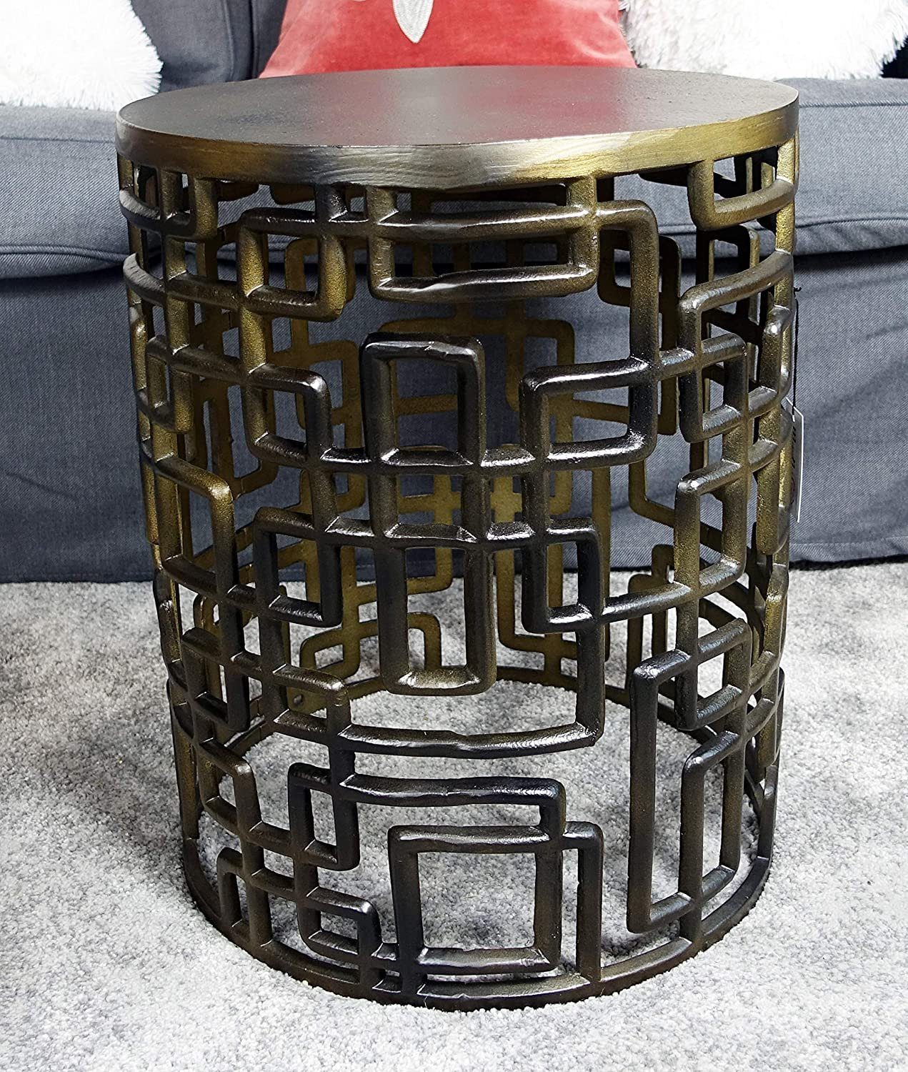 Beistelltisch Metall, aus Eisen Tisch Wohnzimmertisch Sofatisch Modern, Beistelltisch cm Couchtisch MichaelNoll Luxus Rund 48 Bronze