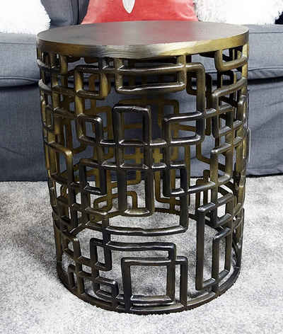 MichaelNoll Beistelltisch Couchtisch Modern, Wohnzimmertisch Sofatisch Beistelltisch Tisch aus Metall, Rund Eisen Bronze Luxus 48 cm