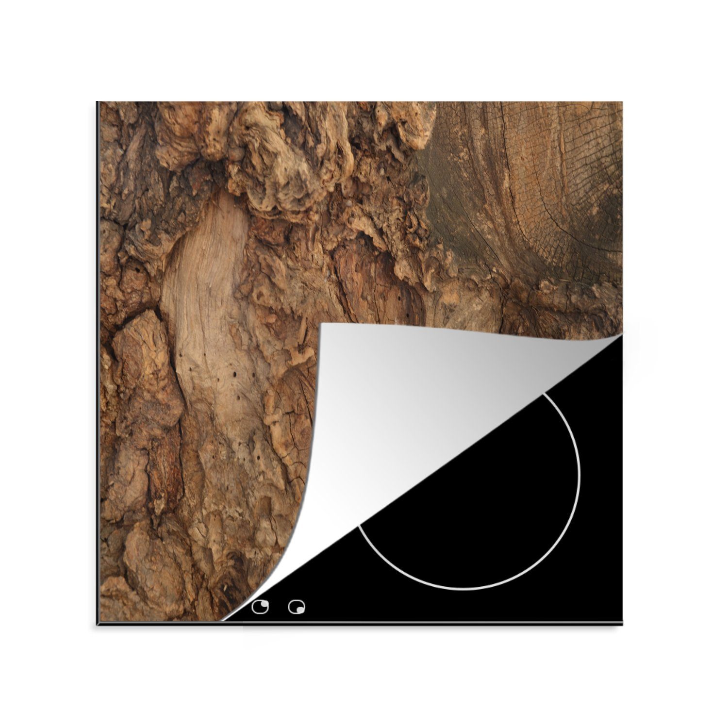MuchoWow Herdblende-/Abdeckplatte Struktur - Rumpf - Natur, Vinyl, (1 tlg), 78x78 cm, Ceranfeldabdeckung, Arbeitsplatte für küche