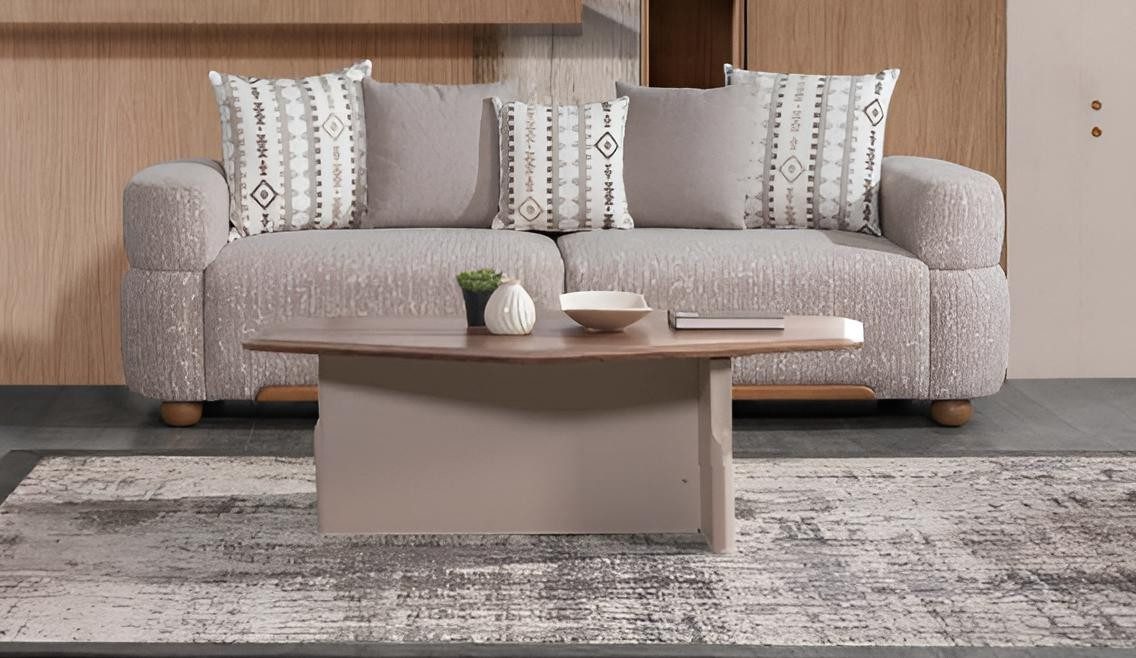 Xlmoebel Couchtisch Beiger minimalistischer Couchtisch mit asymmetrischer Form, Made in Europa