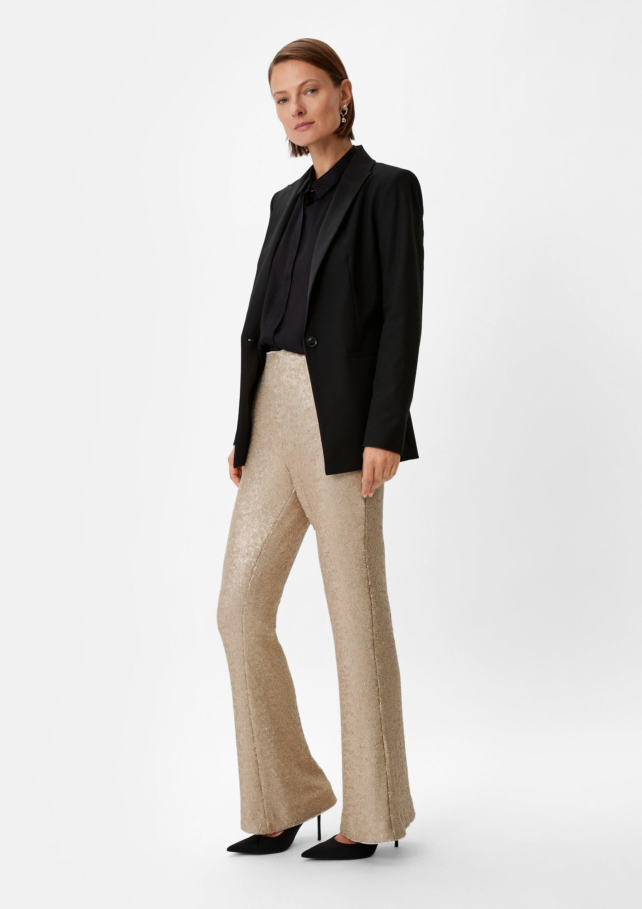 comma Chinos Hose Slim: Mesh-Hose mit Pailletten