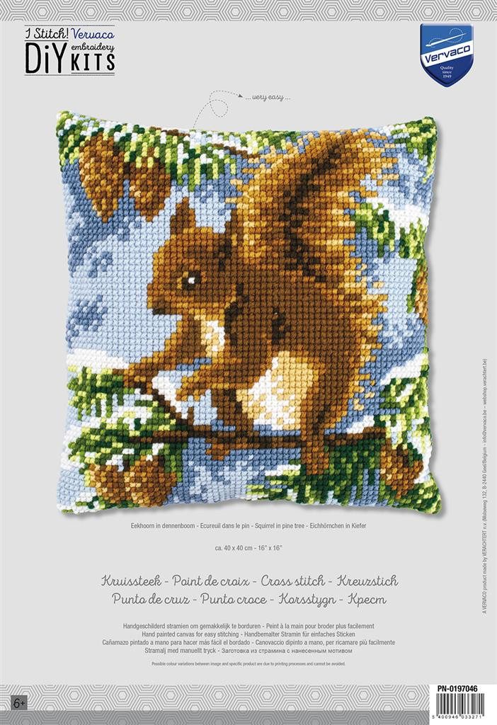 Vervaco Kreativset Vervaco Kreuzstich-Kissen-Set Eichhörnchen - Stickbild vorgezeichne, (Set, Vervaco embroidery Kit), Made in Europe
