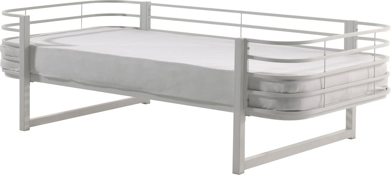 Vipack Einzelbett Oscar, Metallbett mit Liegefläche 90 x 200 cm, sehr stabil gebaut Weiß