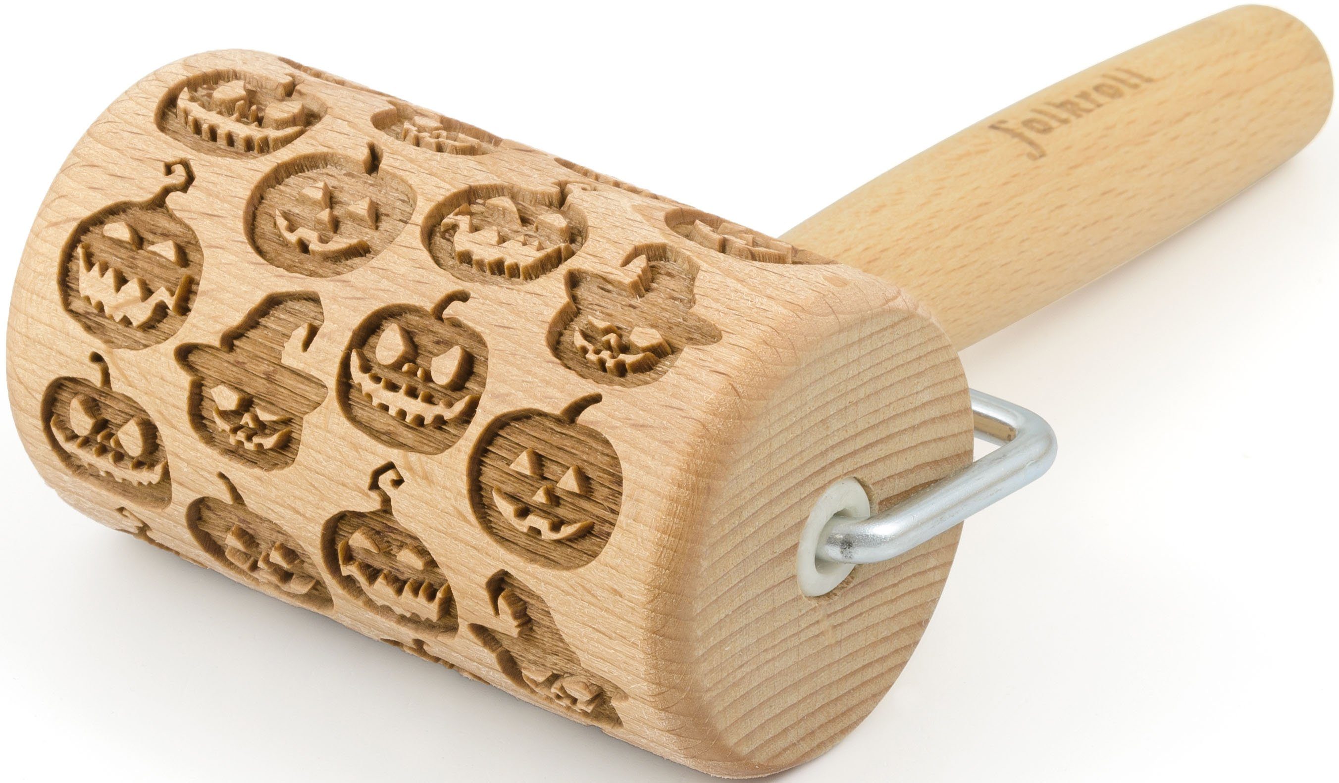 folkroll Teigroller 3D-Motiv-Teigrolle Massivholz, Halloween