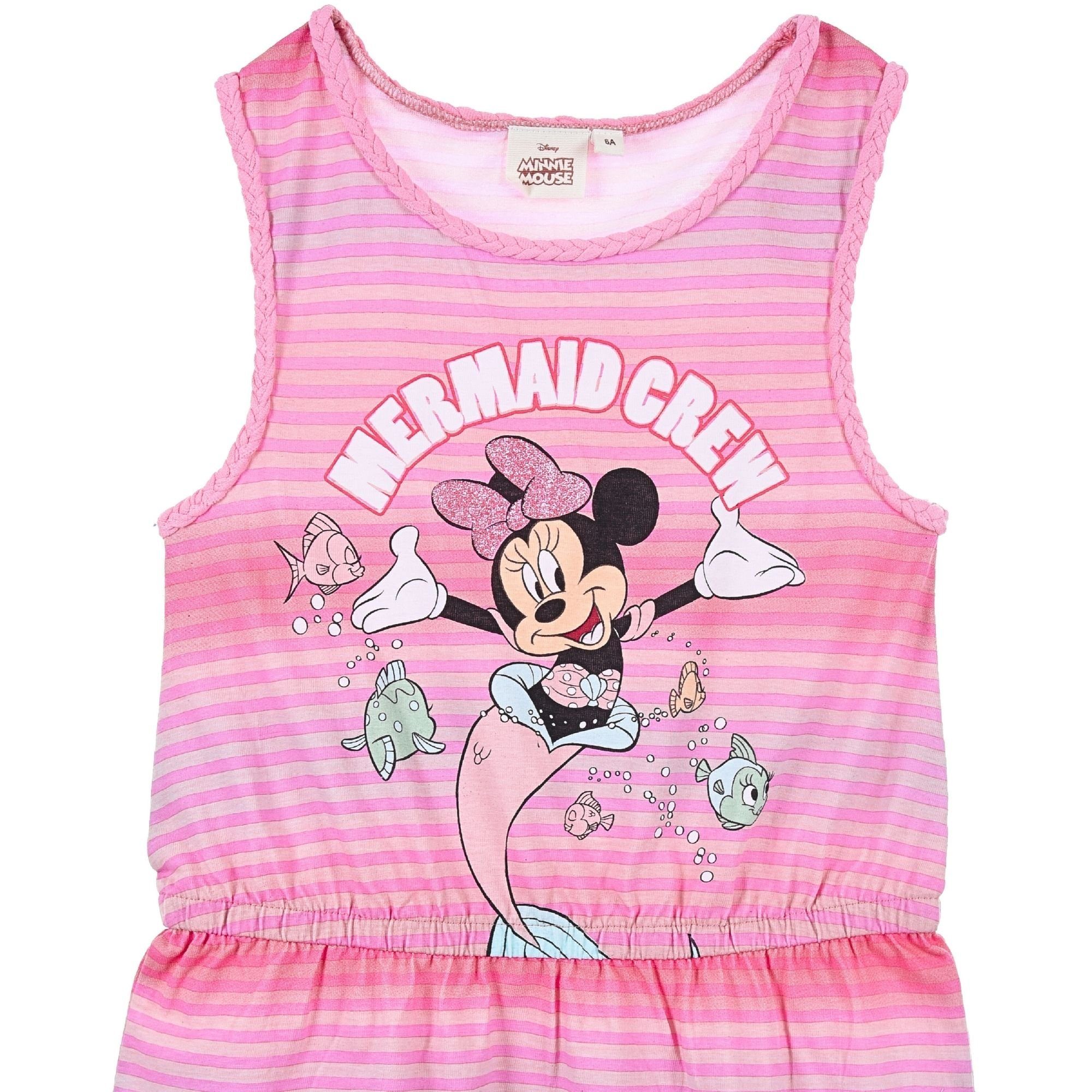 Mädchen Crew 98-128 Mouse Jerseykleid Pink Gr. Sommerkleid cm Minnie Maus- Disney Mermaid Minnie