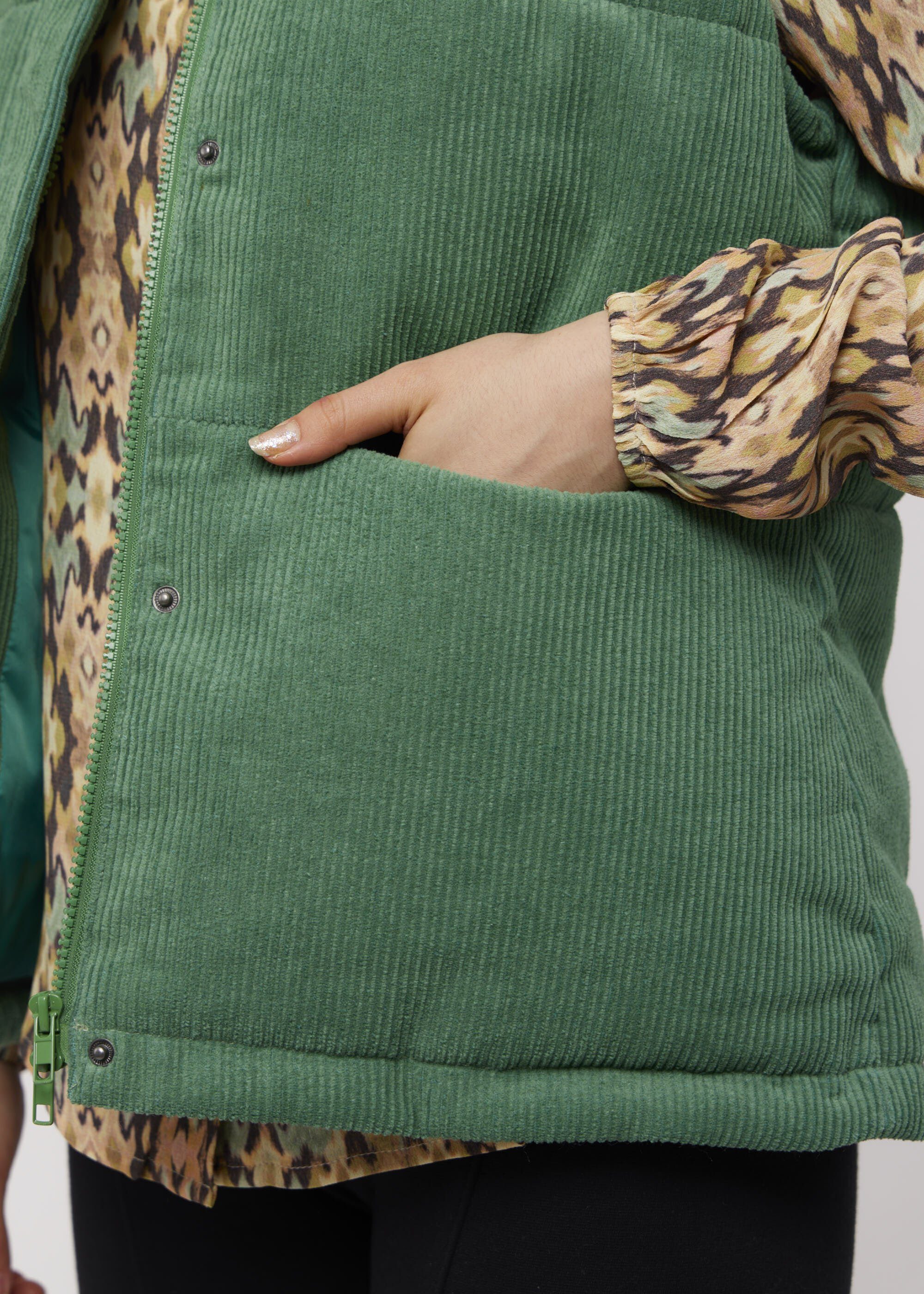 VICCI Germany Steppweste Cordweste aus Grün Baumwolle