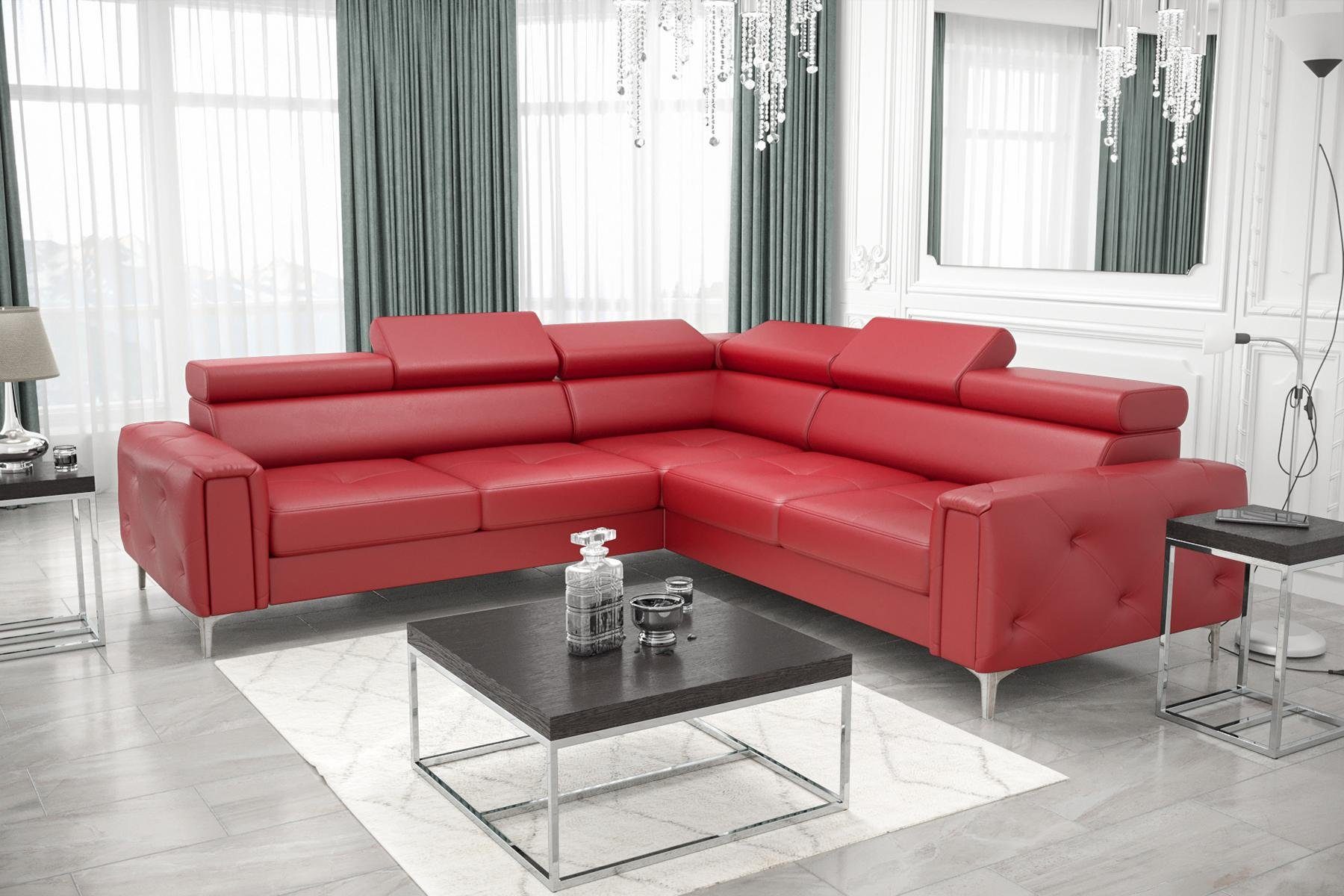 Made in Neu, Sofa Rot Graues Moderne Polster Luxus Wohnlandschaft JVmoebel Ecksofa Europe Ecksofa