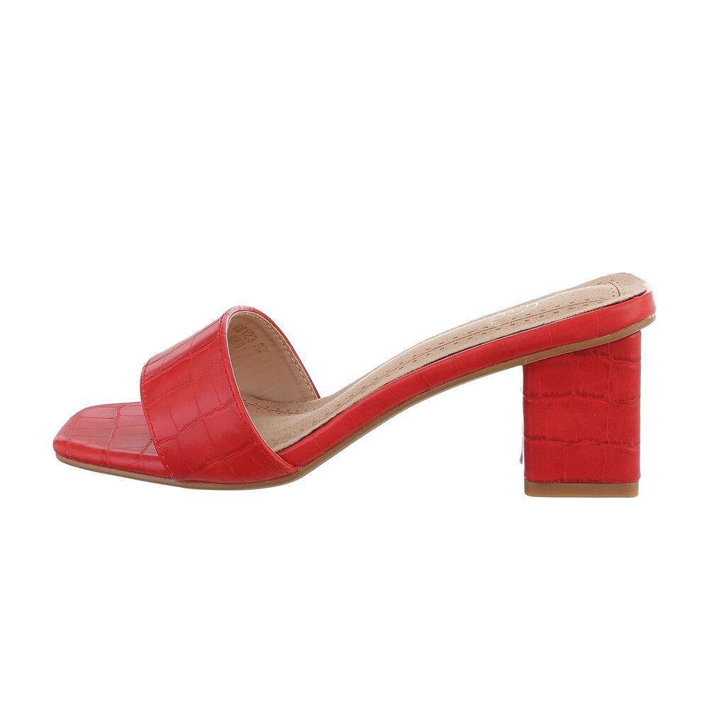 Ital-Design Damen Freizeit Pantolette Blockabsatz Sandalen & Sandaletten in  Rot