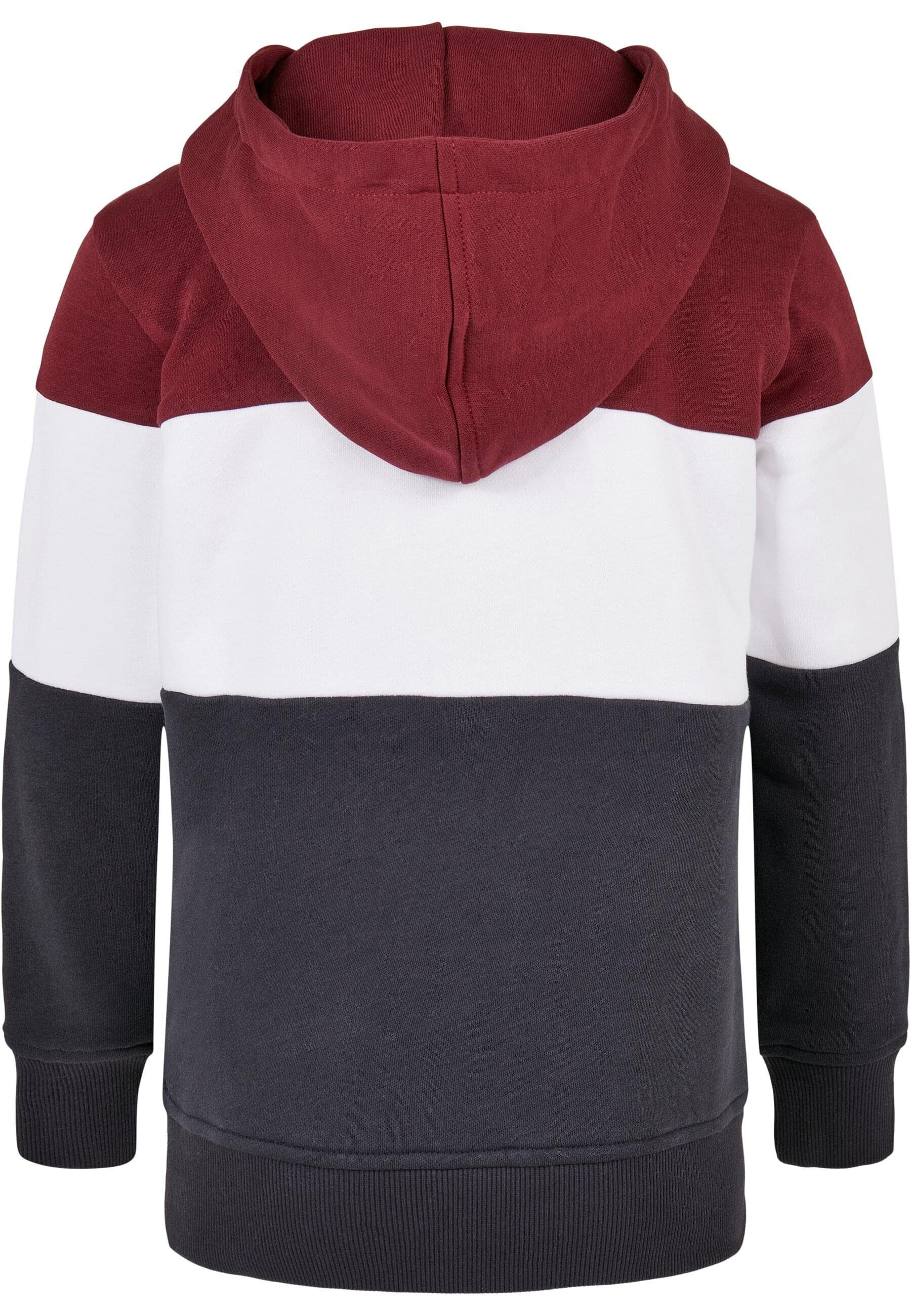 URBAN CLASSICS Hoodie Herren Boys port/white/navy 3-Tone (1-tlg) Hoody