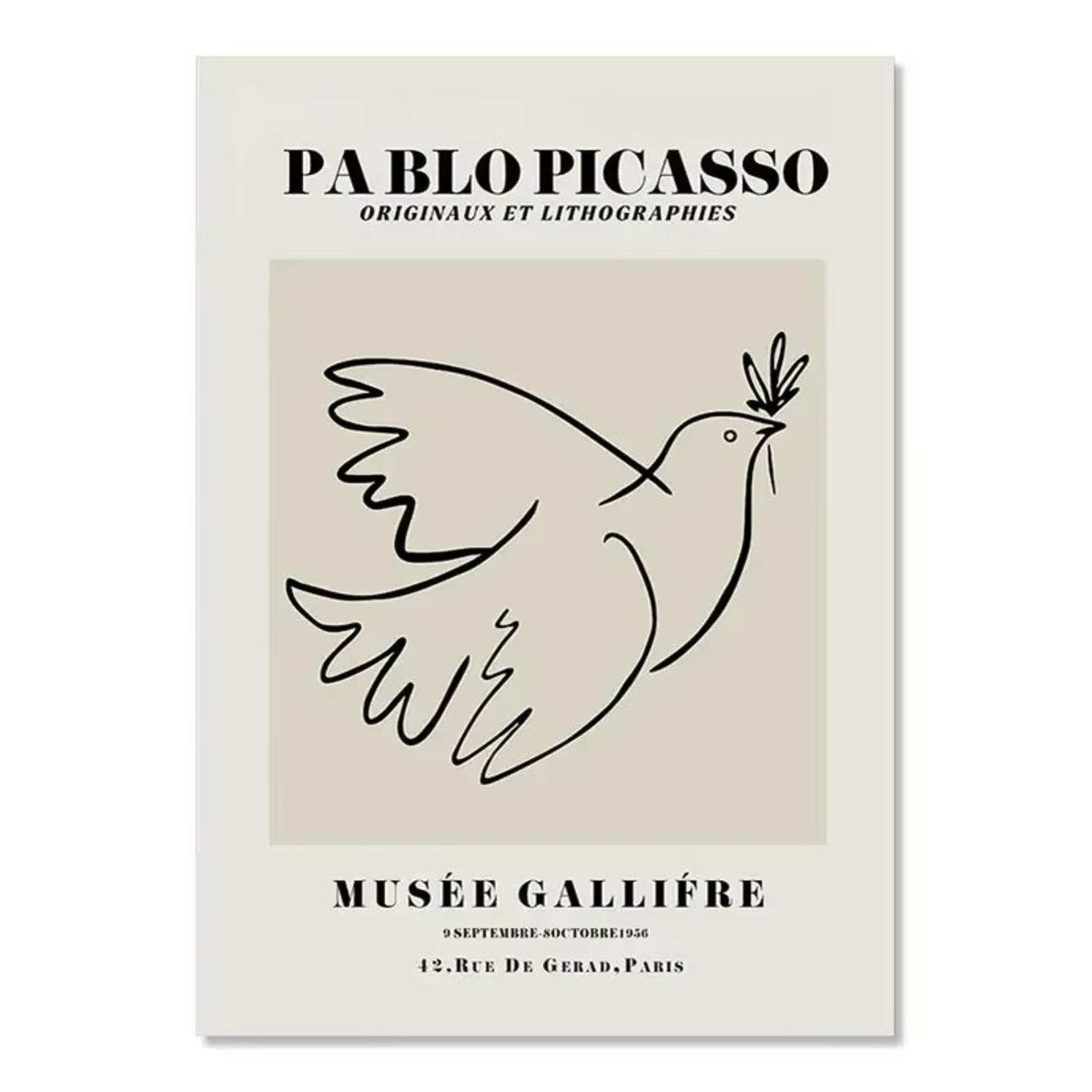 TPFLiving Kunstdruck (OHNE RAHMEN) Poster - Leinwand - Wandbild, Moderne abstrakte Pablo Picasso Ausstellung Schwarz-Weiß-Leinwand (Leinwandbild XXL), Farben: Schwarz, Weiß, Grau, Beige - Größe: 30x40cm