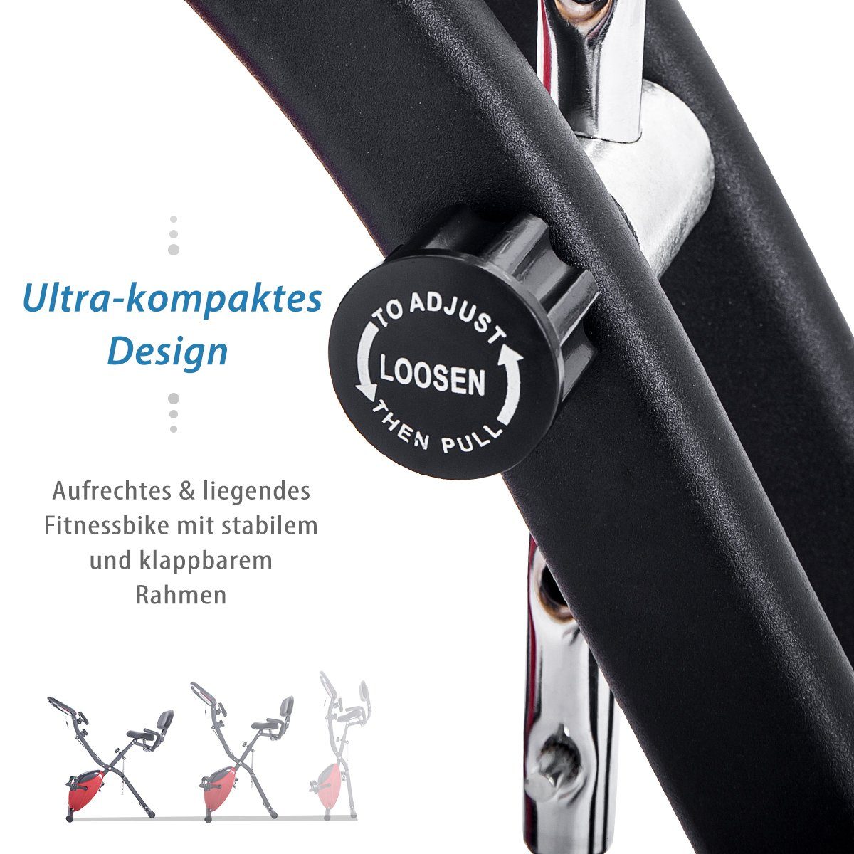 Magnetisch Monitor, Spannkraftregelung 4-in-1-Fitnessdesigns), klare WISHDOR Rot (Der digitale Heimtrainer faltbares Verbesserte Design Ultrakompaktes Fitnessfahrrad