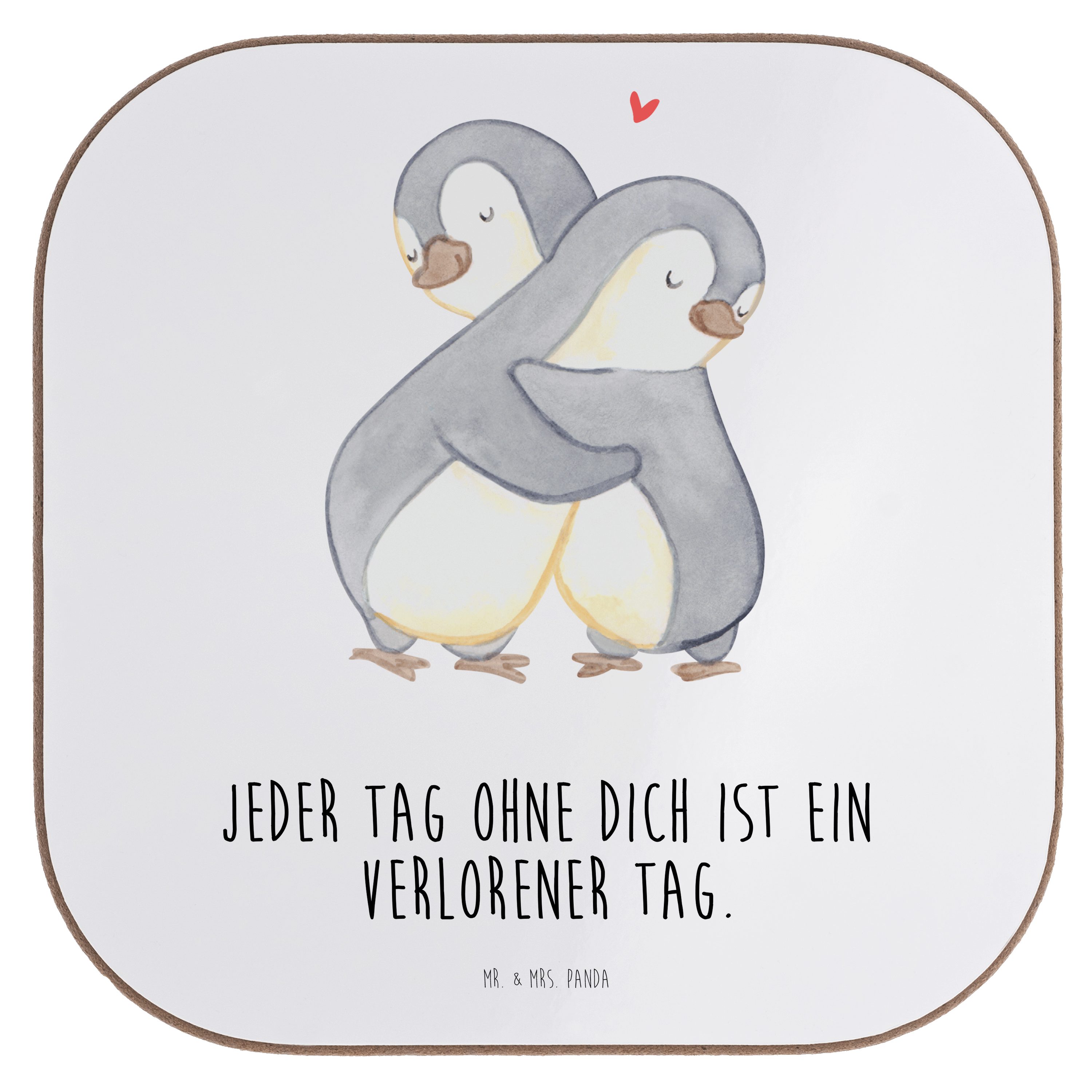 Mr. & Mrs. - Bierdeck, Kuscheln Getränkeuntersetzer Panda Glasuntersetzer, Geschenk, Weiß - 1-tlg. Pinguine Liebe