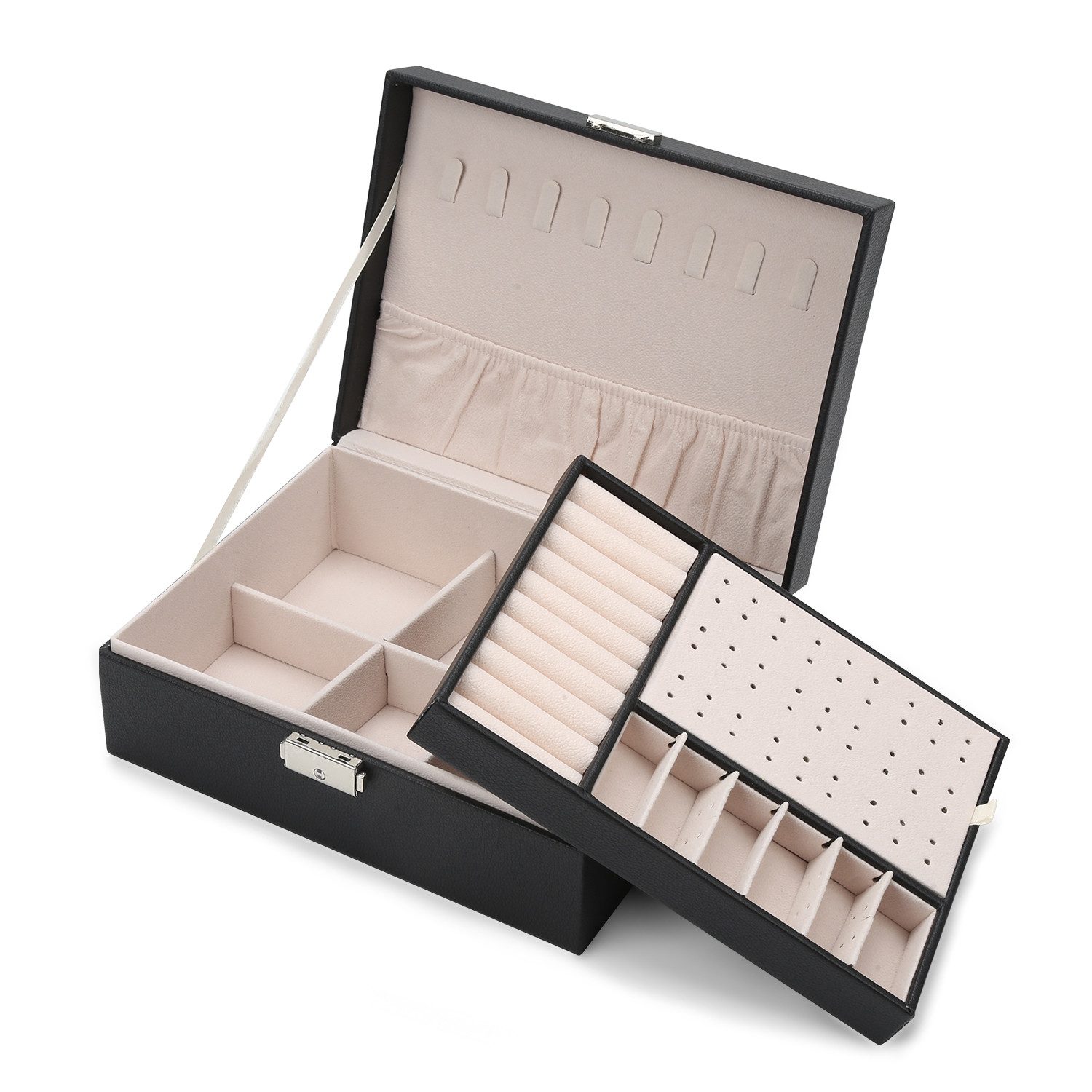 Clanmacy Schmuckkasten Schmuckkasten 2-schichtiger Schmuckschatulle, Damen günstig online kaufen