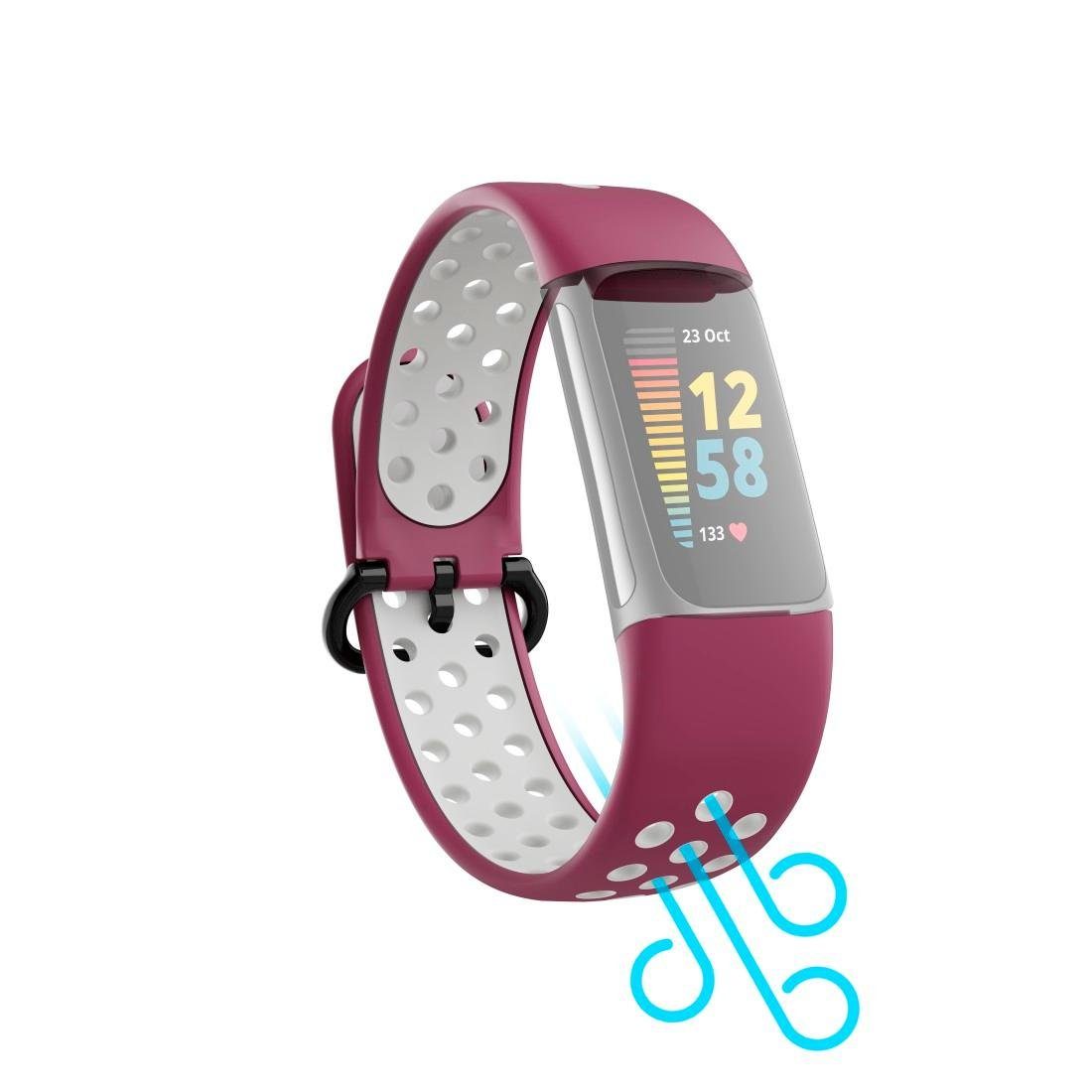 Charge atmungsaktives Smartwatch-Armband für Sportarmband Hama bordeaux 5, Fitbit Uhrenarmband