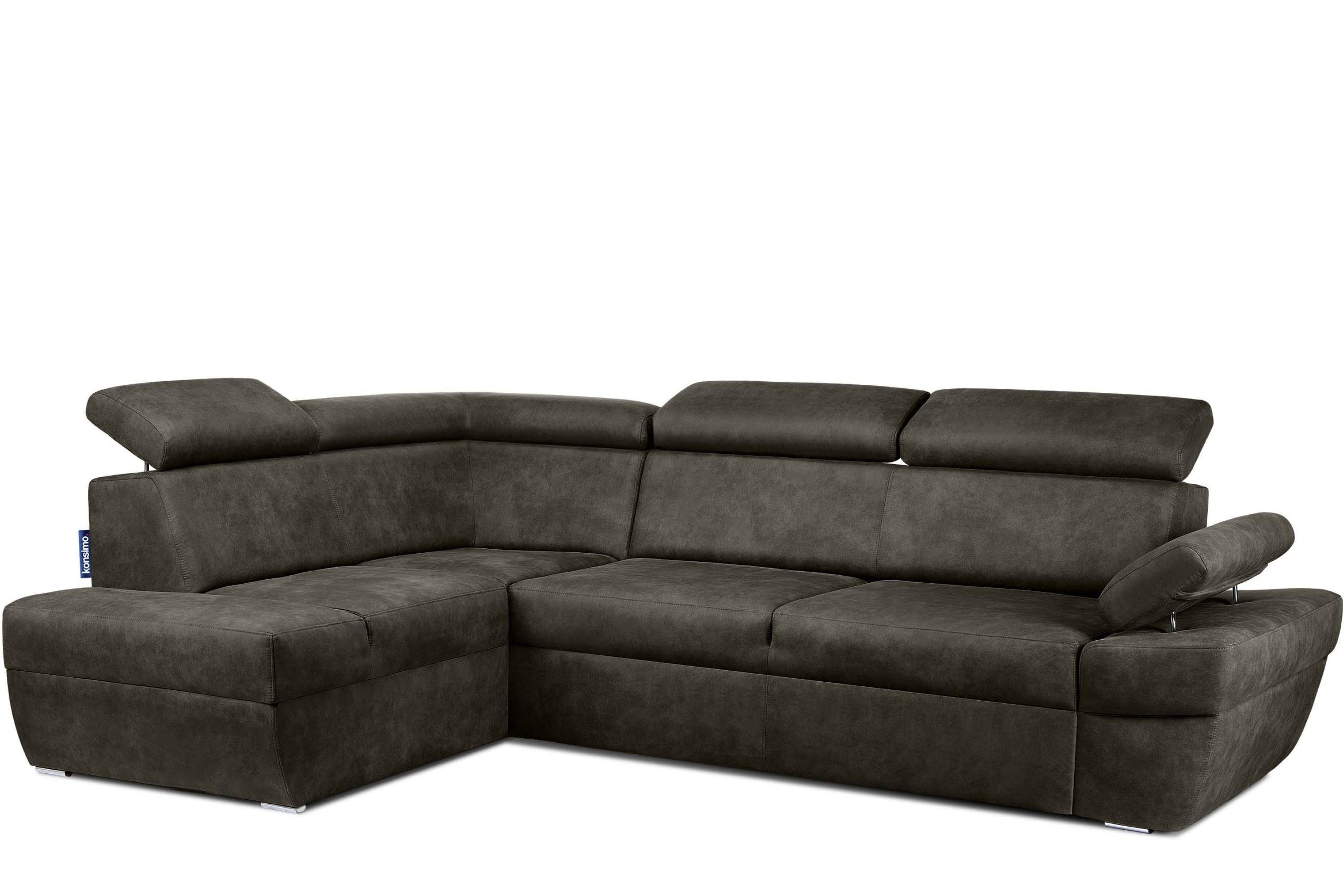 KONSIMO® Ecksofa RATLO Ecksofa, mit Bettfunktion und Bettkasten,verstellbare Armlehne/Kopfstütze