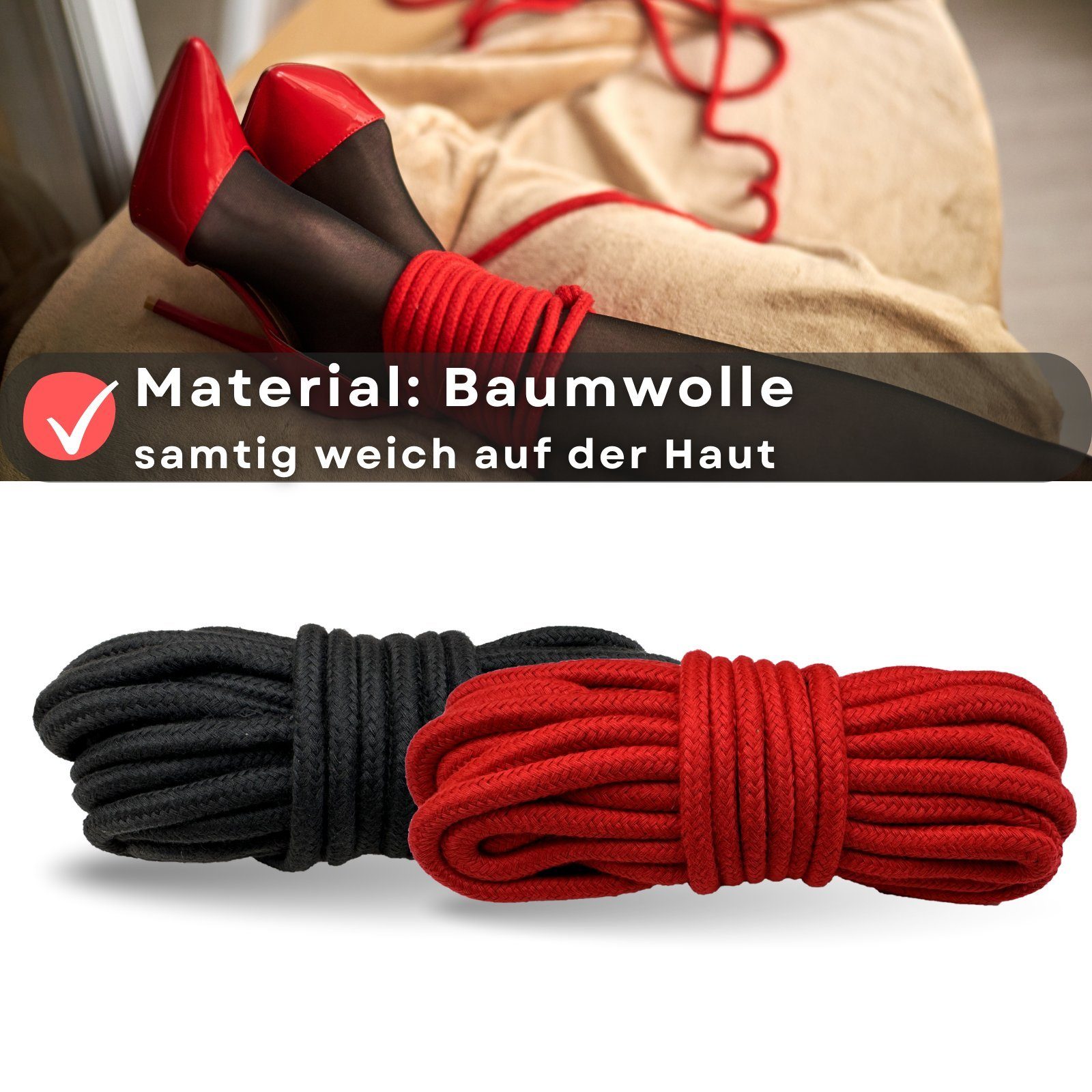 Bondage-Seil Baumwolle - und Schwarz 2-tlg. Set Rot, Lovelyness
