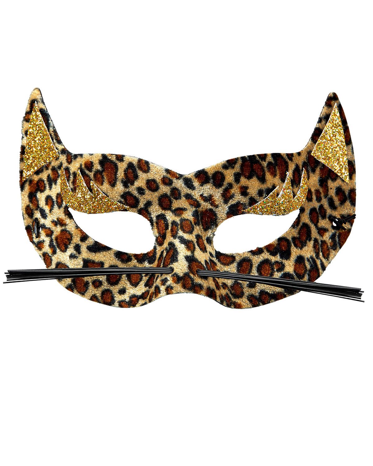 Widmann S.r.l. Verkleidungsmaske Augenmaske 'Leopard' aus Samt mit Goldglitzer, Br