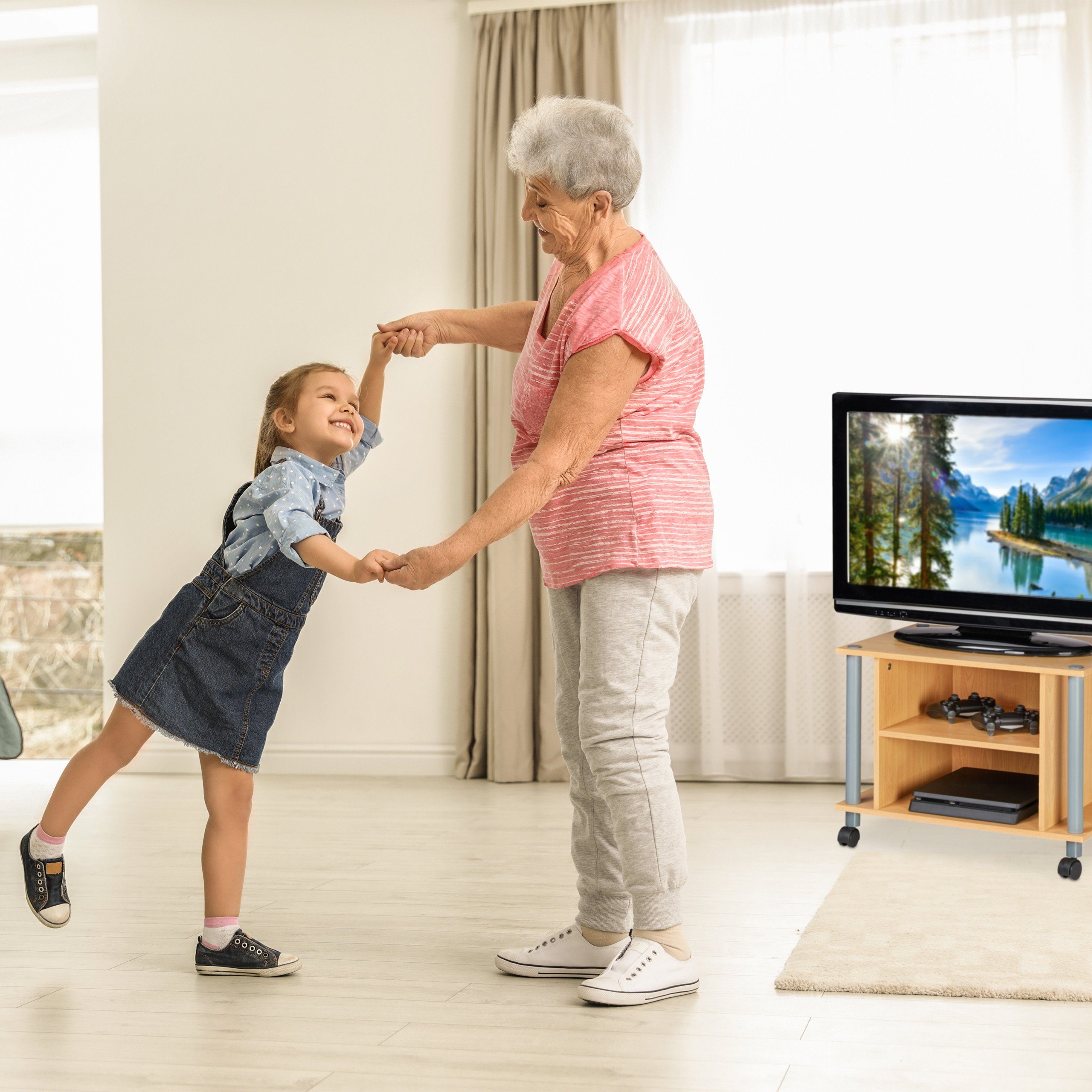 relaxdays TV-Regal TV Tisch mit Rollen günstig online kaufen