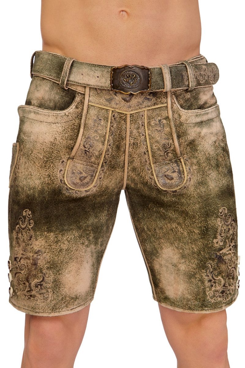 MarJo Trachtenlederhose Lederhose Herren kurz - ADMIR - eiche