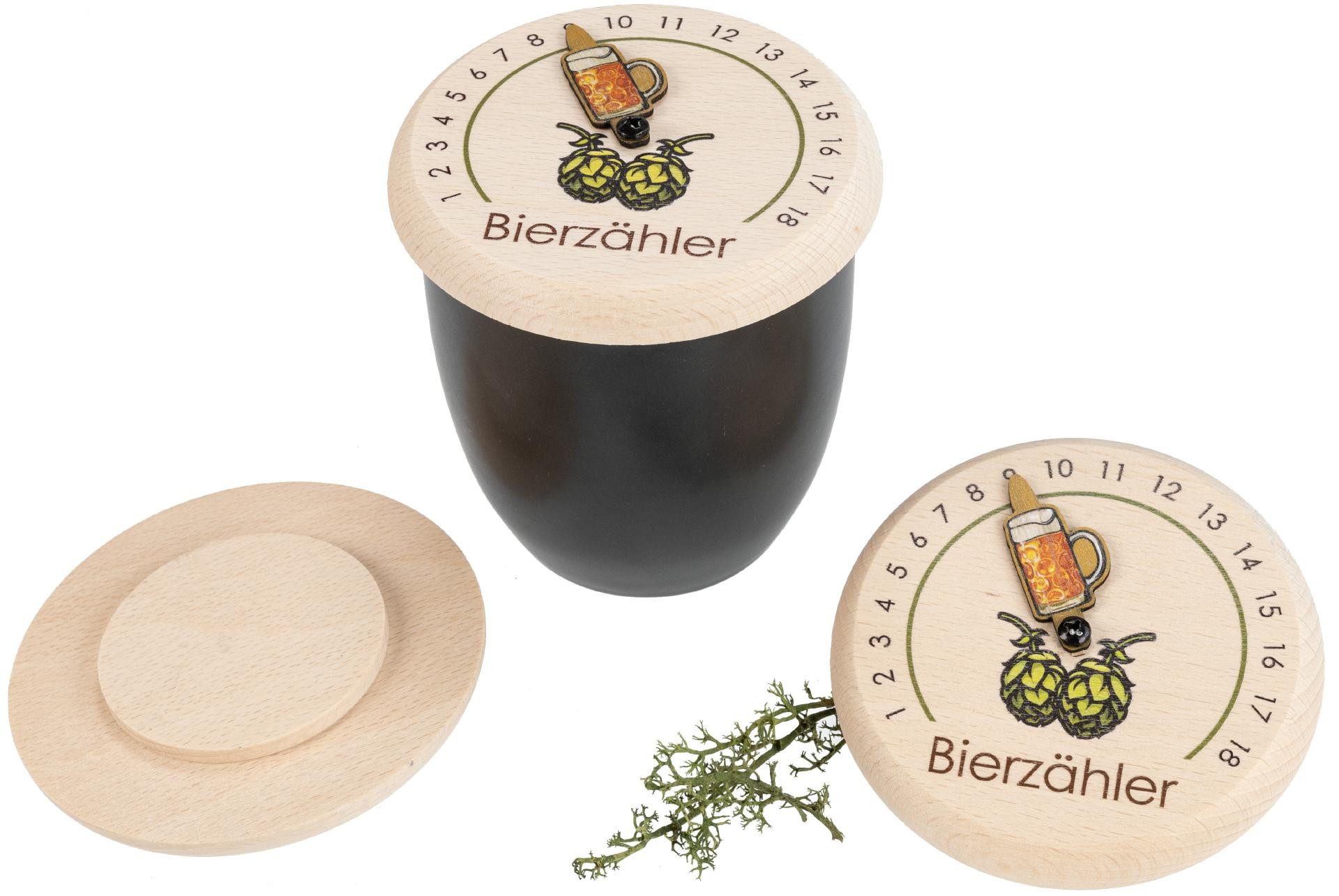 Holz Frank Bierdeckel Bierdeckel aus FSC® Buchenholz mit Bier-Zähler & drehbarem Zeiger