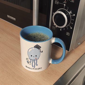 speecheese Tasse Jelly & Friends Qualle Kaffeebecher in hellblau mit Spruch