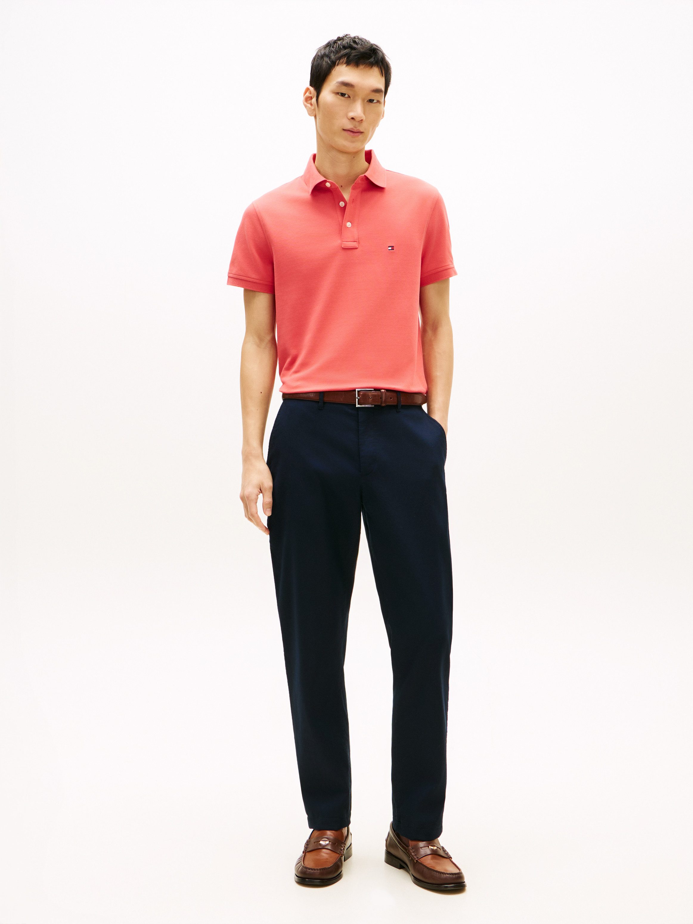 Tommy Hilfiger Poloshirt 1985 SLIM POLO Markenstickerei, aus Baumwoll-Piqué