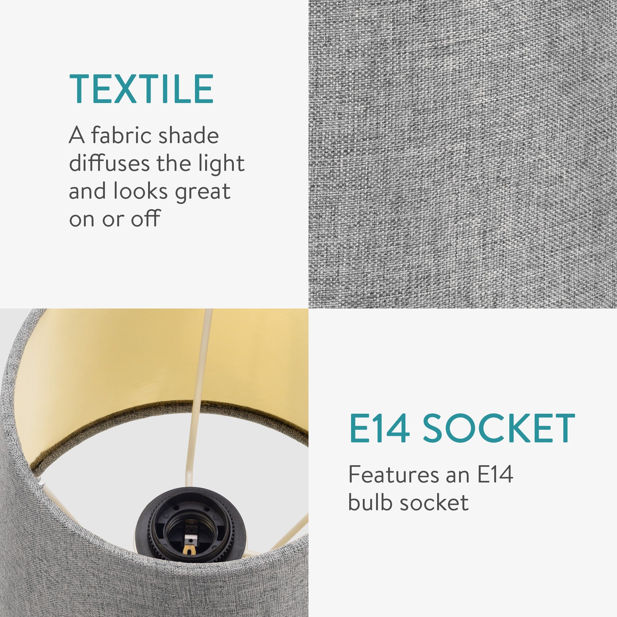 Navaris Lampenschirm 2x Lampenschirm Tischlampe E14 rund - 15,2cm - Grau Go günstig online kaufen