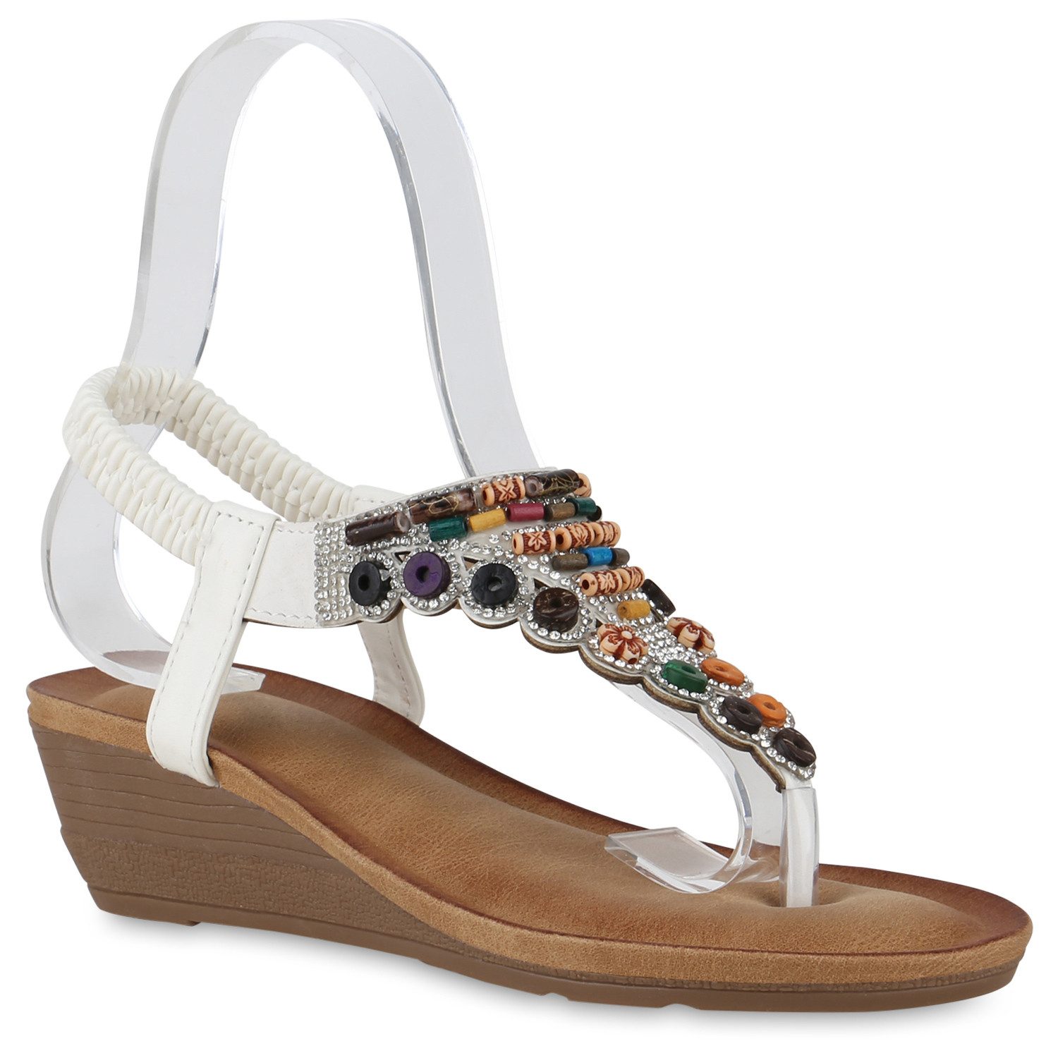 VAN HILL 841293 Keilsandalette Damen Keilsandaletten Сандалети Strass Zierperlen Sommer